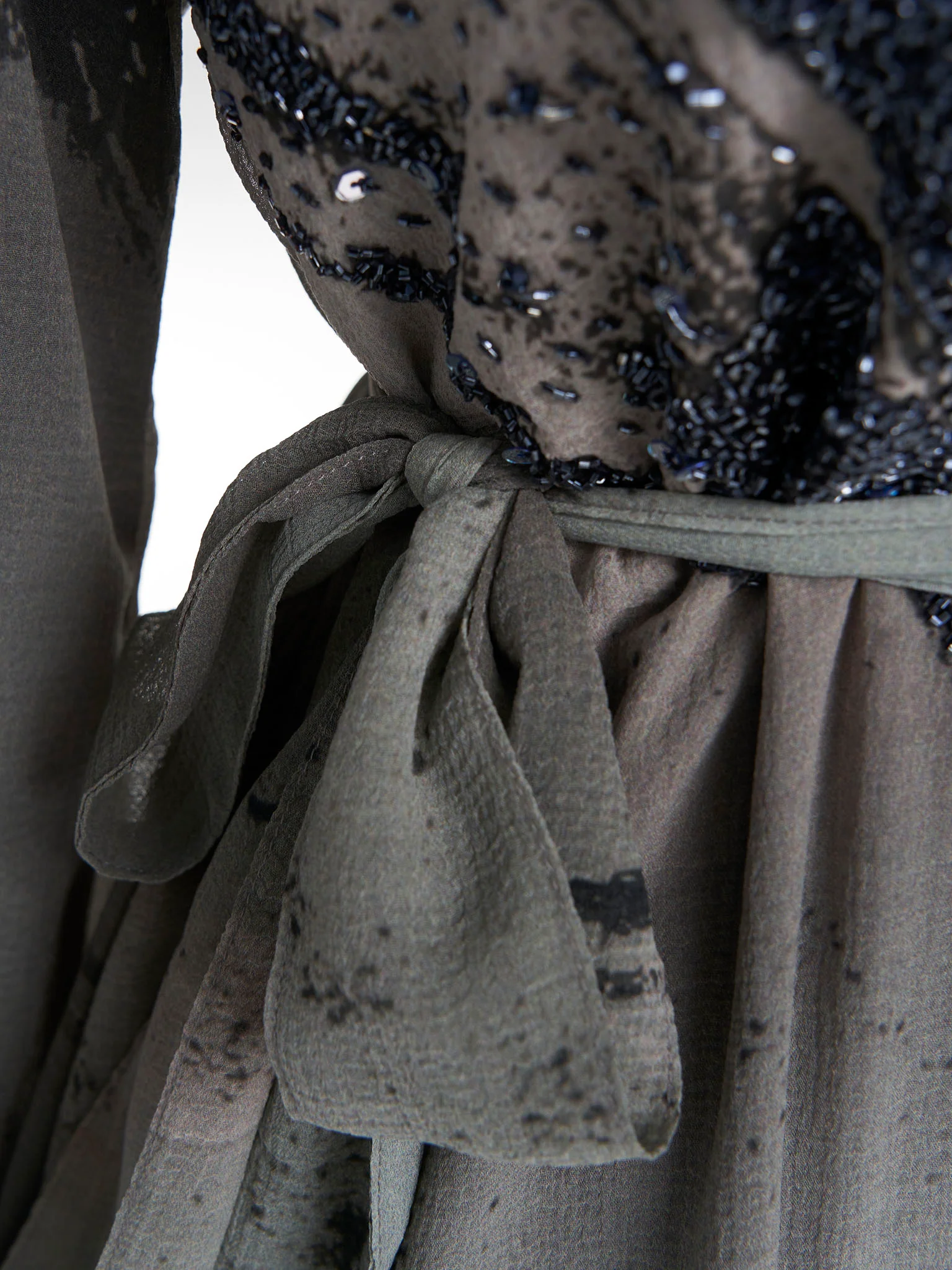 Grey Colour Hand Work Chiffon Abstract Printed Dress (VDX11) - Image 6