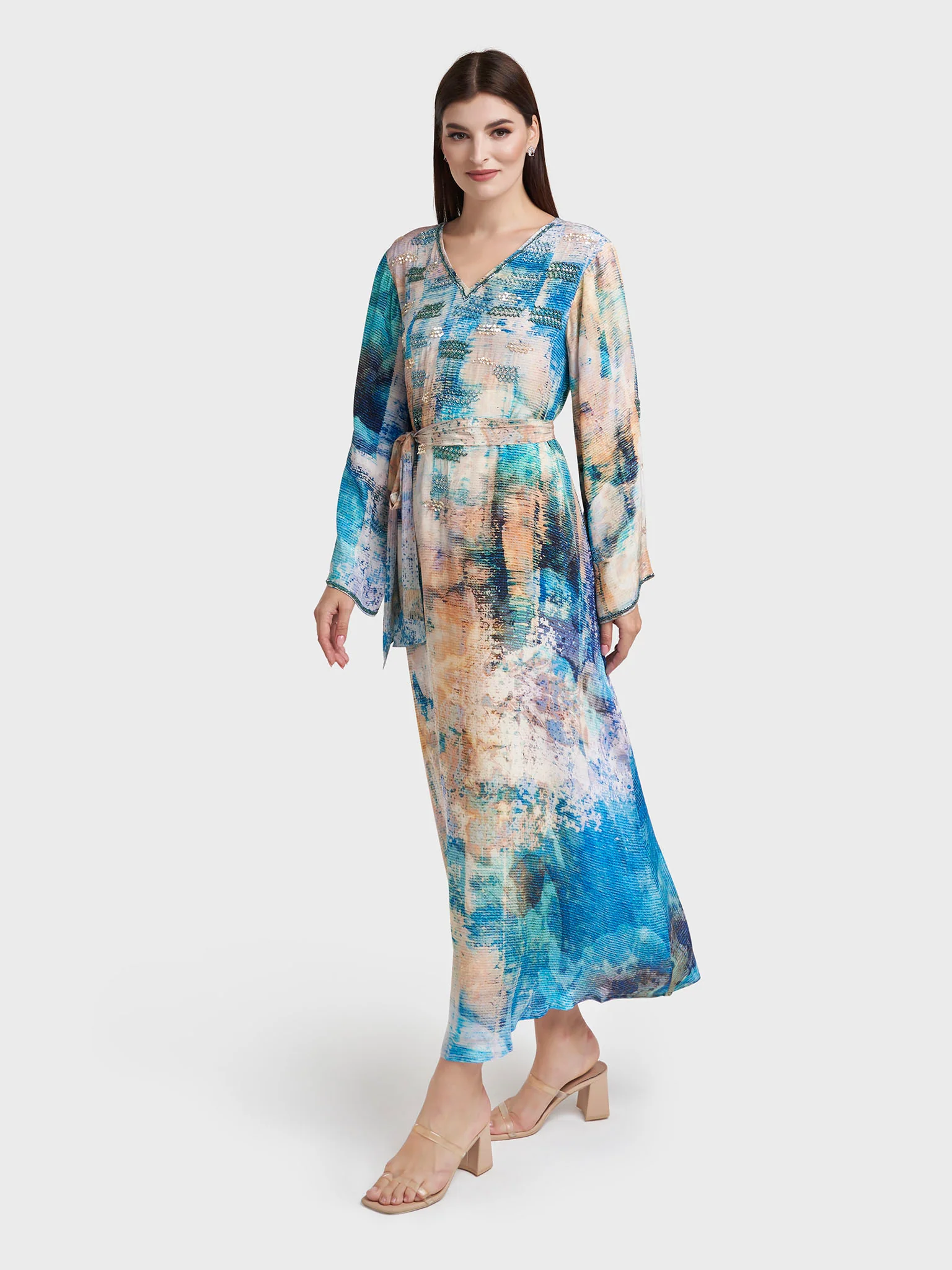 Multicolour Viscose Crepe Abstract Print Dress (VDX13) - Image 4