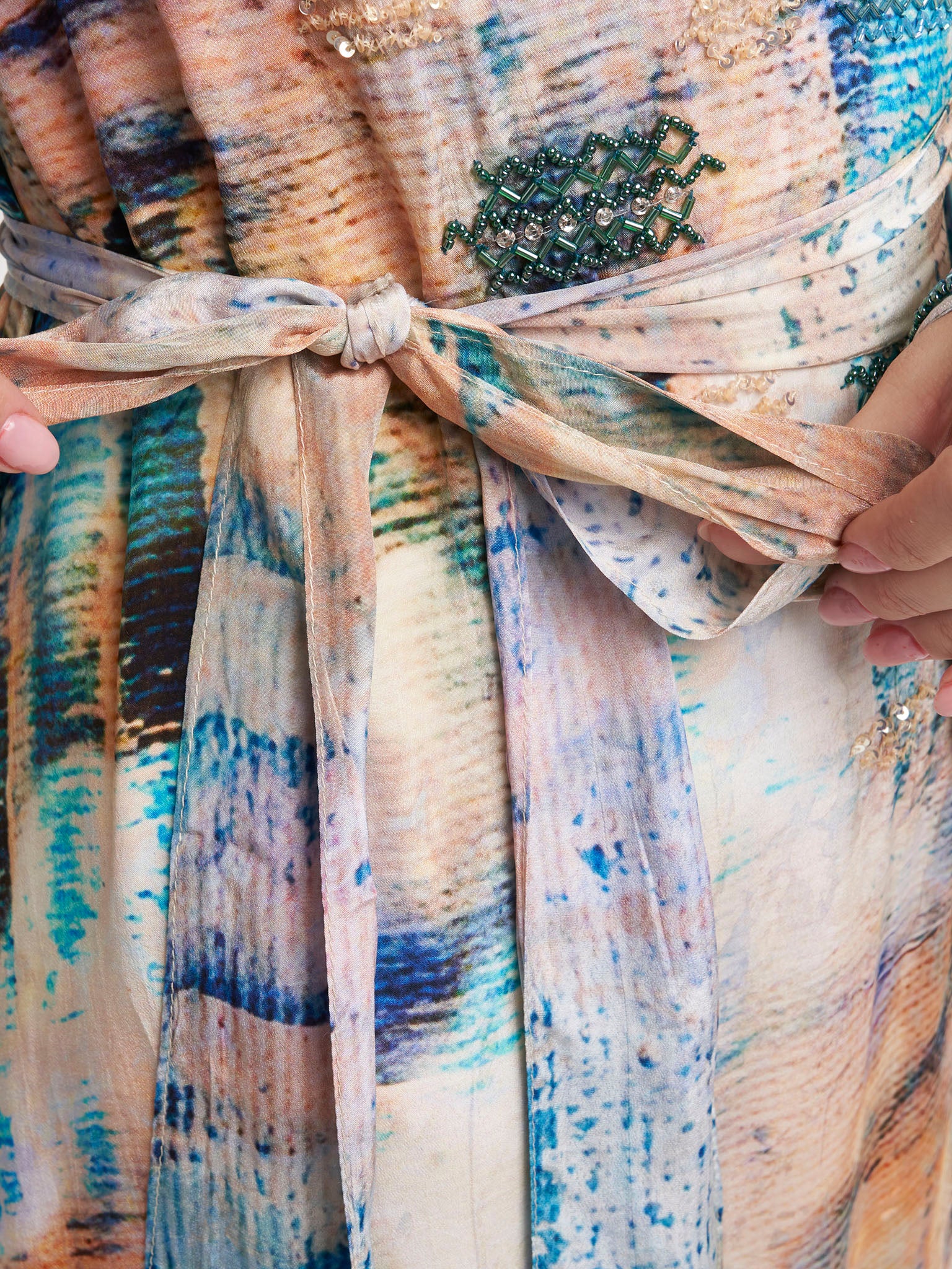 Multicolour Viscose Crepe Abstract Print Dress (VDX13) - Image 5