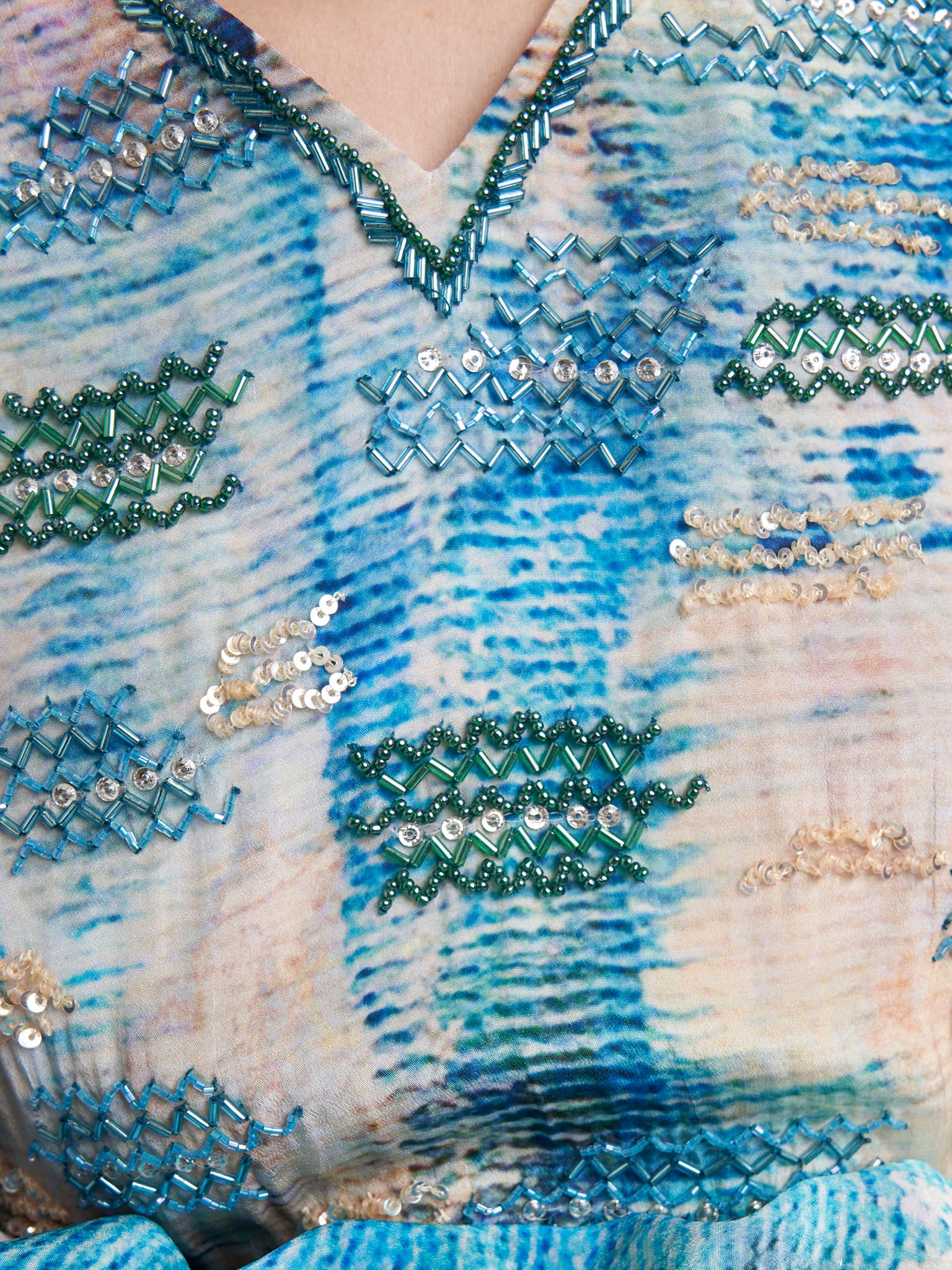 Multicolour Viscose Crepe Abstract Print Dress (VDX13) - Image 6