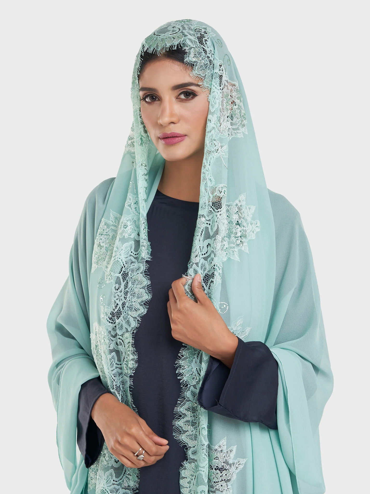 Maxi Hijab With Shaded Dantel Work Border (KP18124L) - Image 10