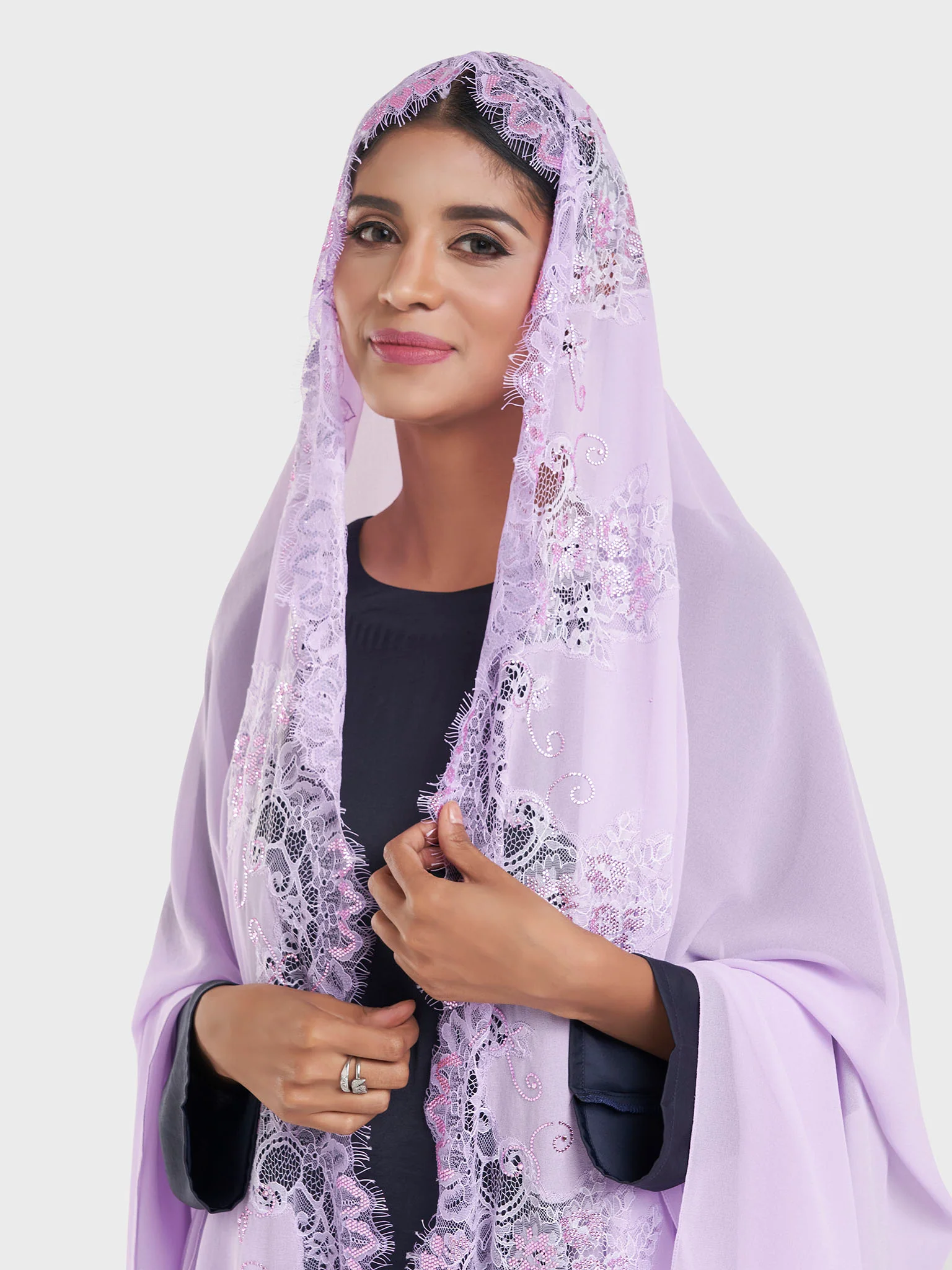 Maxi Hijab With Shaded Dantel Work Border (KP18124L) - Image 13