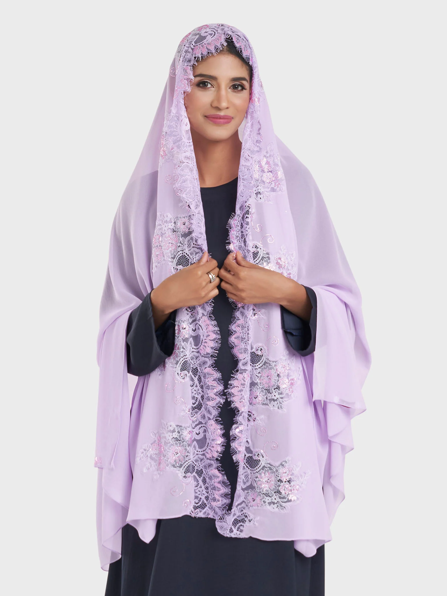 Maxi Hijab With Shaded Dantel Work Border (KP18124L) - Image 14
