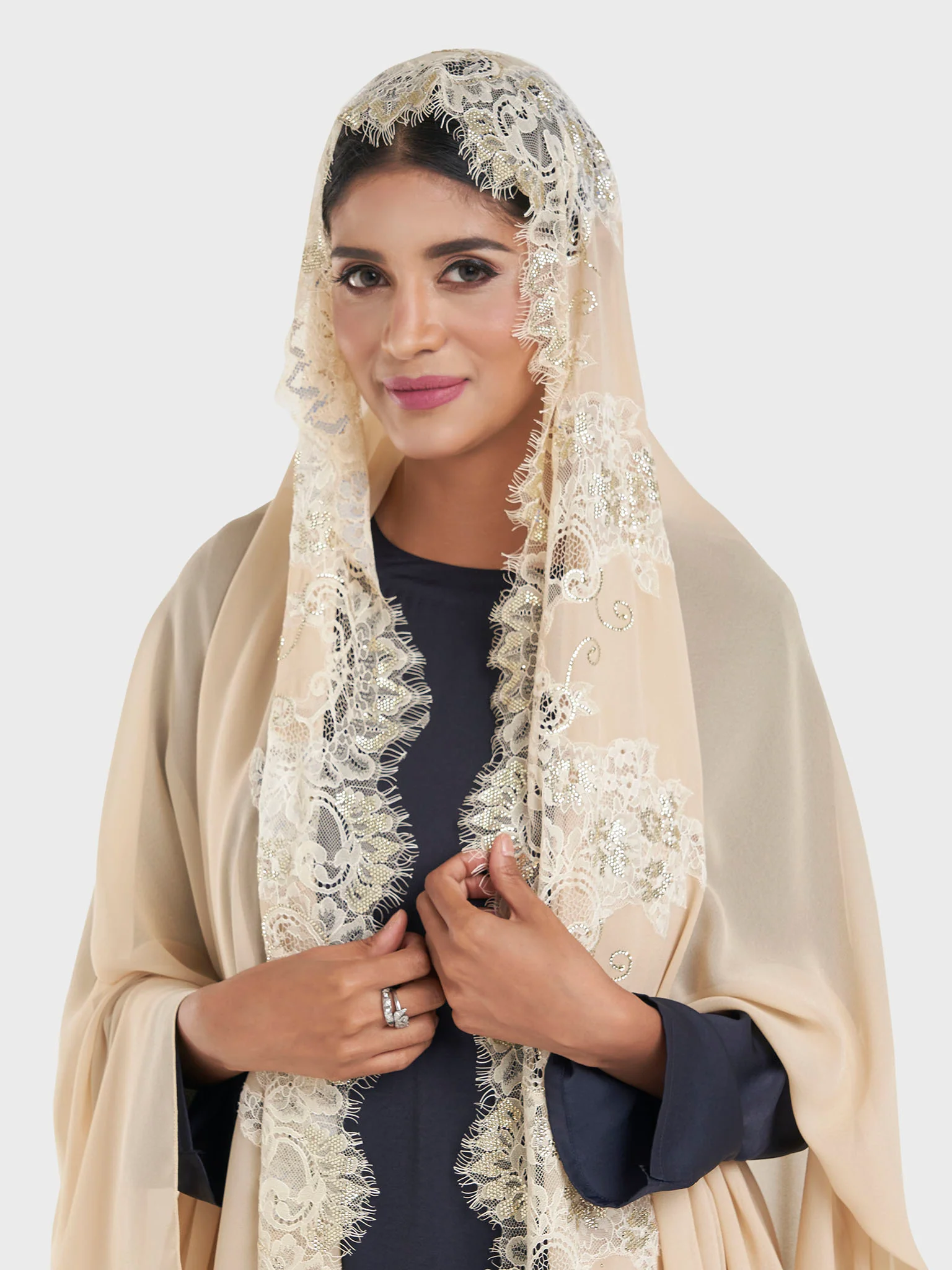 Maxi Hijab With Shaded Dantel Work Border (KP18124L) - Image 16