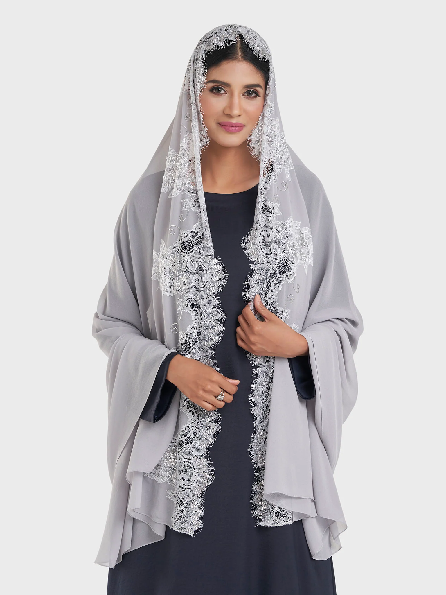 Maxi Hijab With Shaded Dantel Work Border (KP18124L) - Image 20