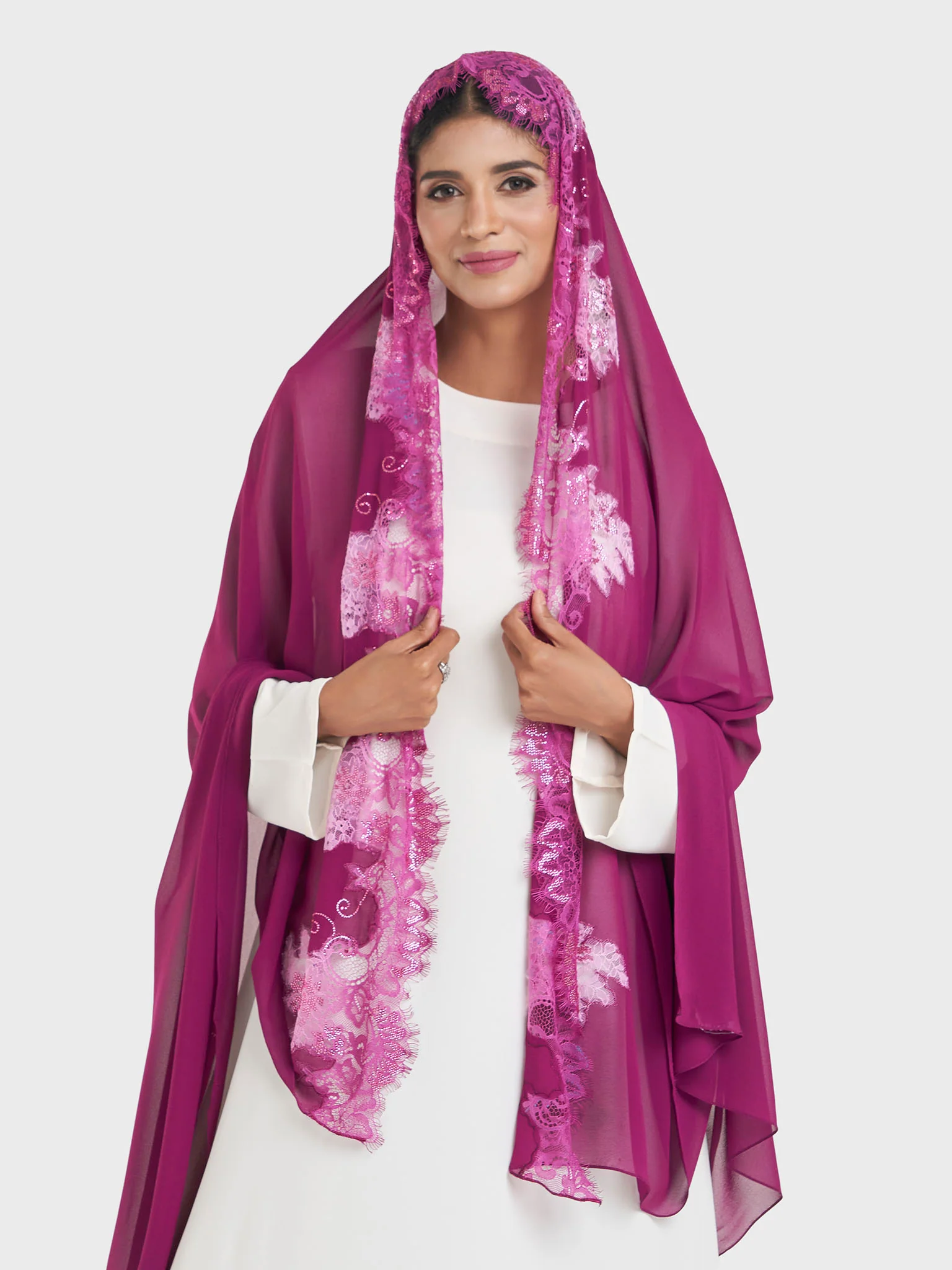 Maxi Hijab With Shaded Dantel Work Border (KP18124L) - Image 23