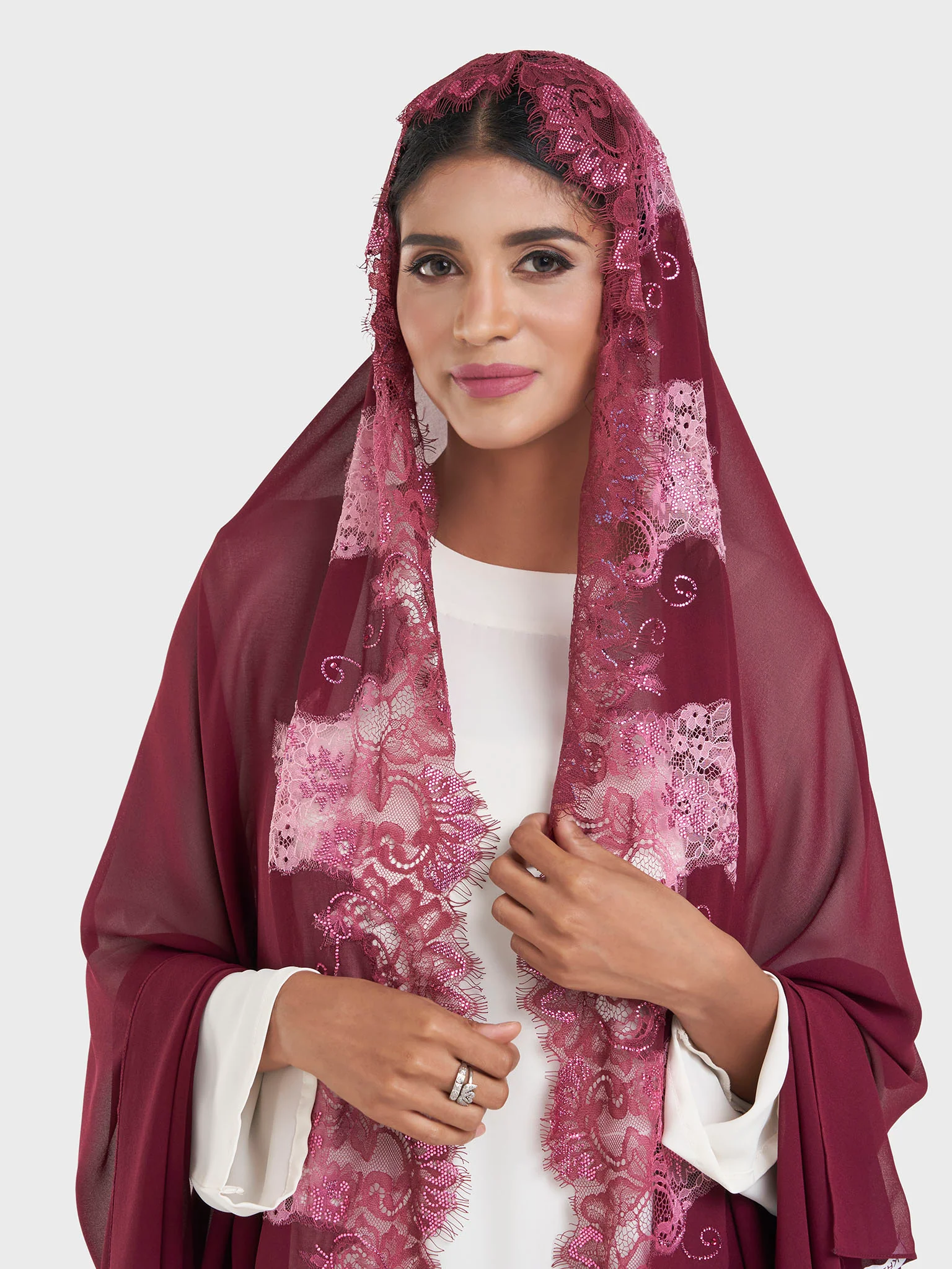Maxi Hijab With Shaded Dantel Work Border (KP18124L) - Image 25