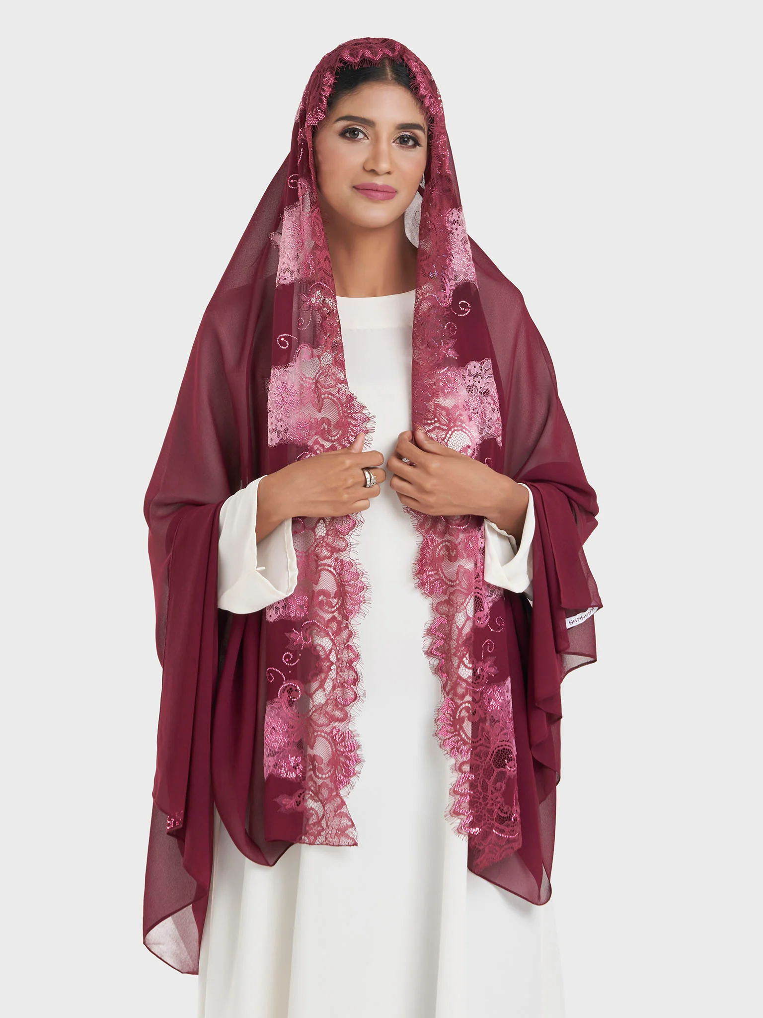Maxi Hijab With Shaded Dantel Work Border (KP18124L) - Image 26