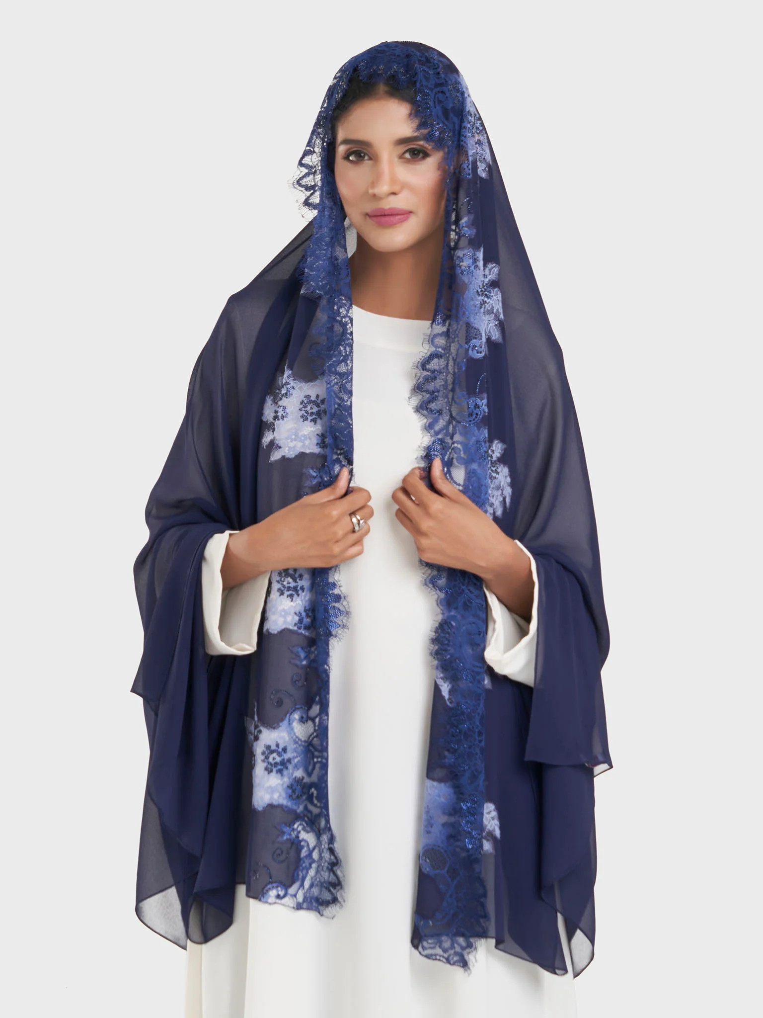 Maxi Hijab With Shaded Dantel Work Border (KP18124L) - Image 29