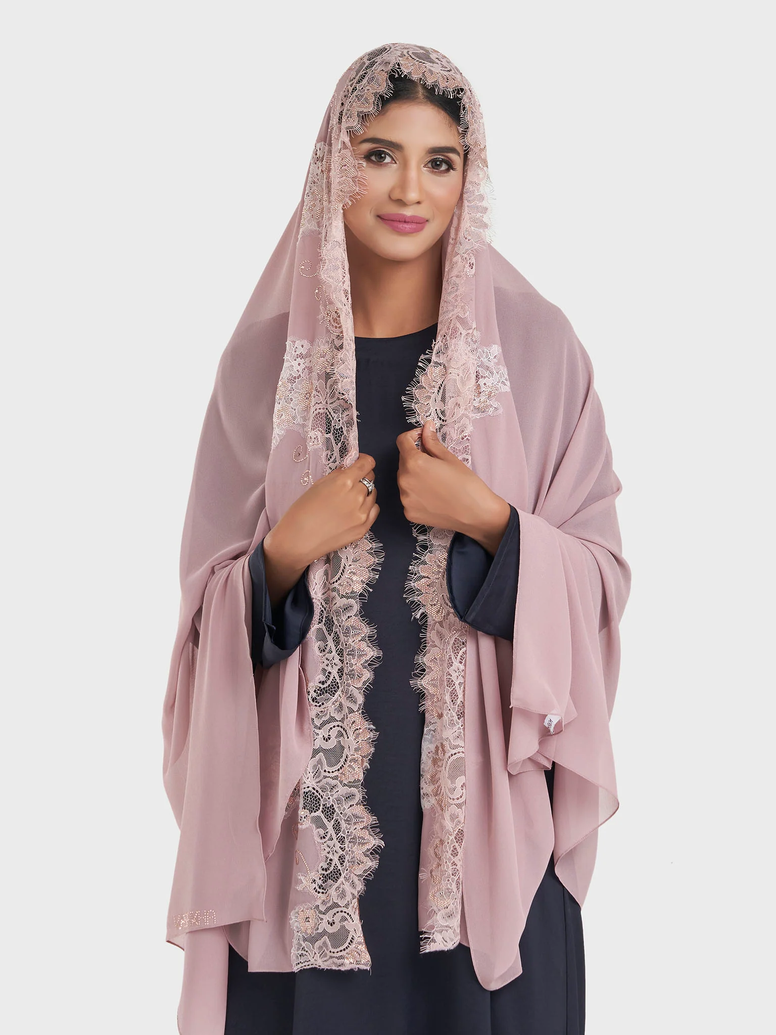 Maxi Hijab With Shaded Dantel Work Border (KP18124L) - Image 32