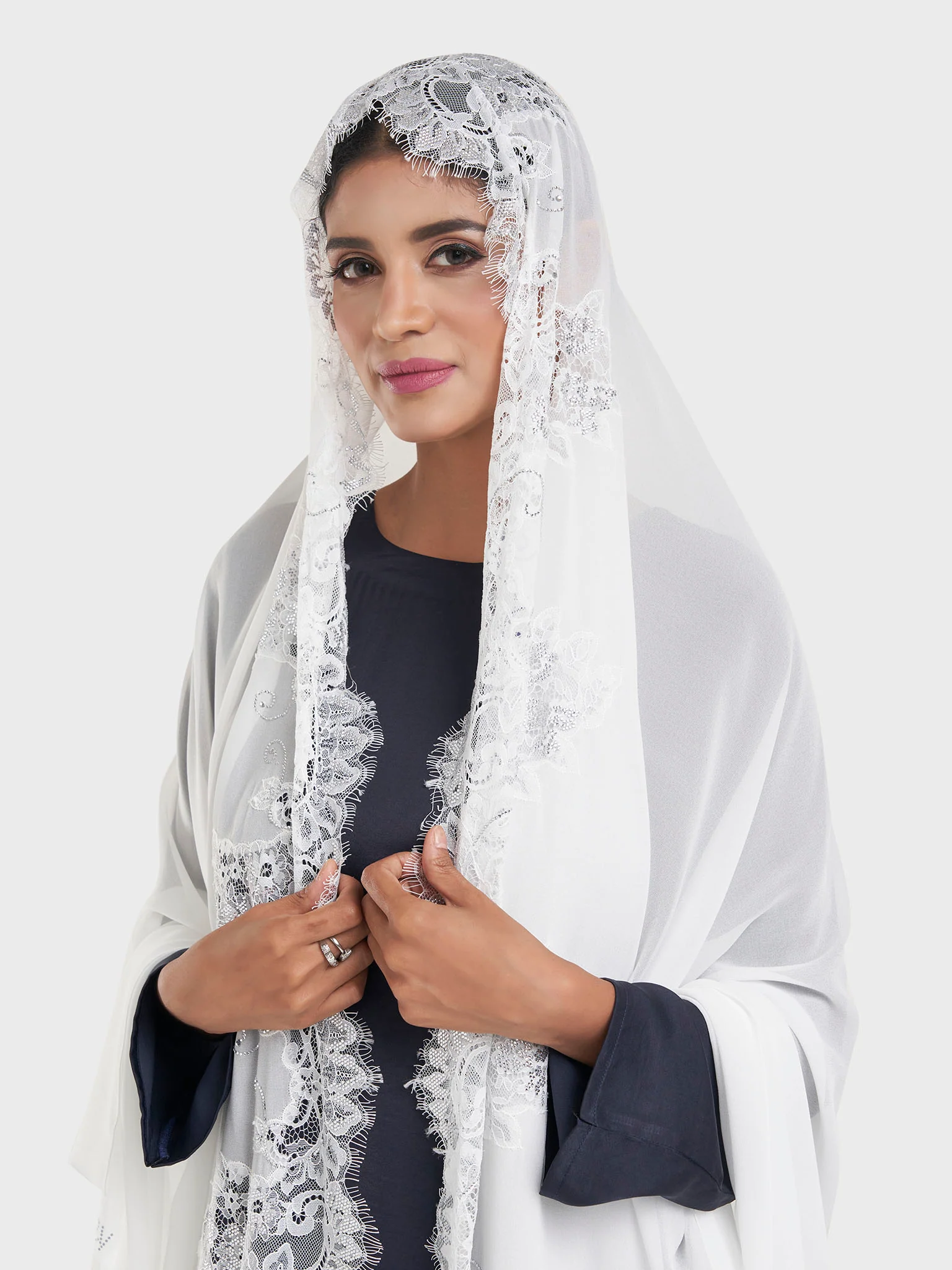 Maxi Hijab With Shaded Dantel Work Border (KP18124L) - Image 34