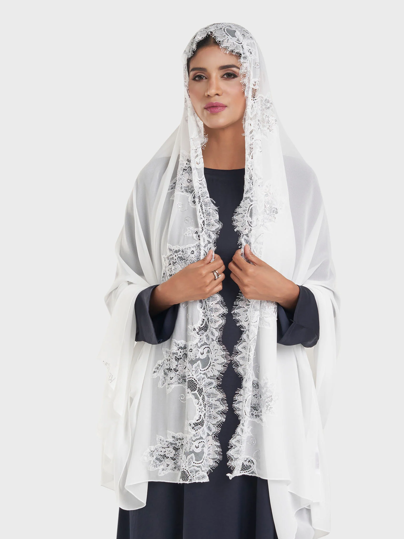 Maxi Hijab With Shaded Dantel Work Border (KP18124L) - Image 35