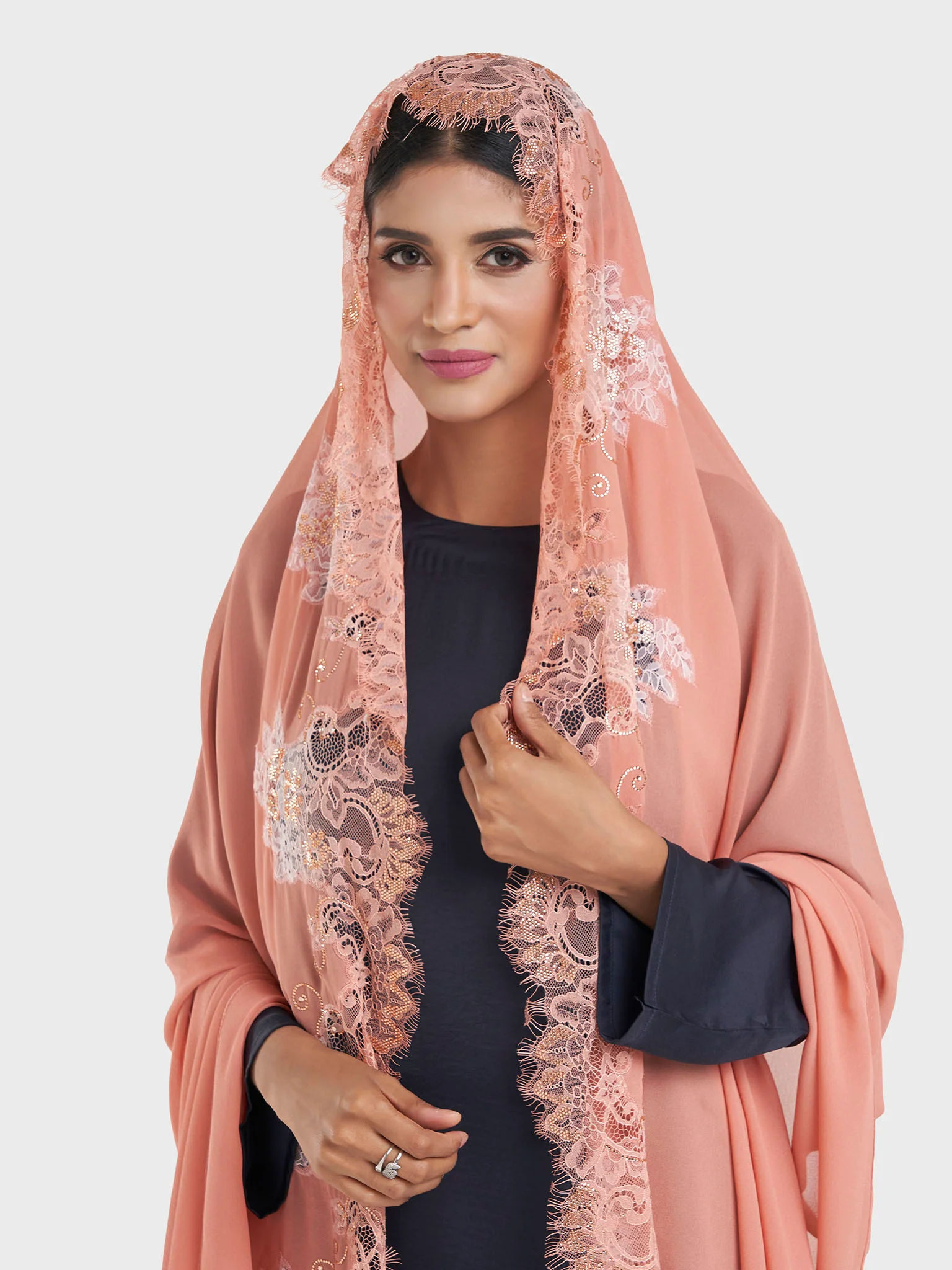 Maxi Hijab With Shaded Dantel Work Border (KP18124L) - Image 37