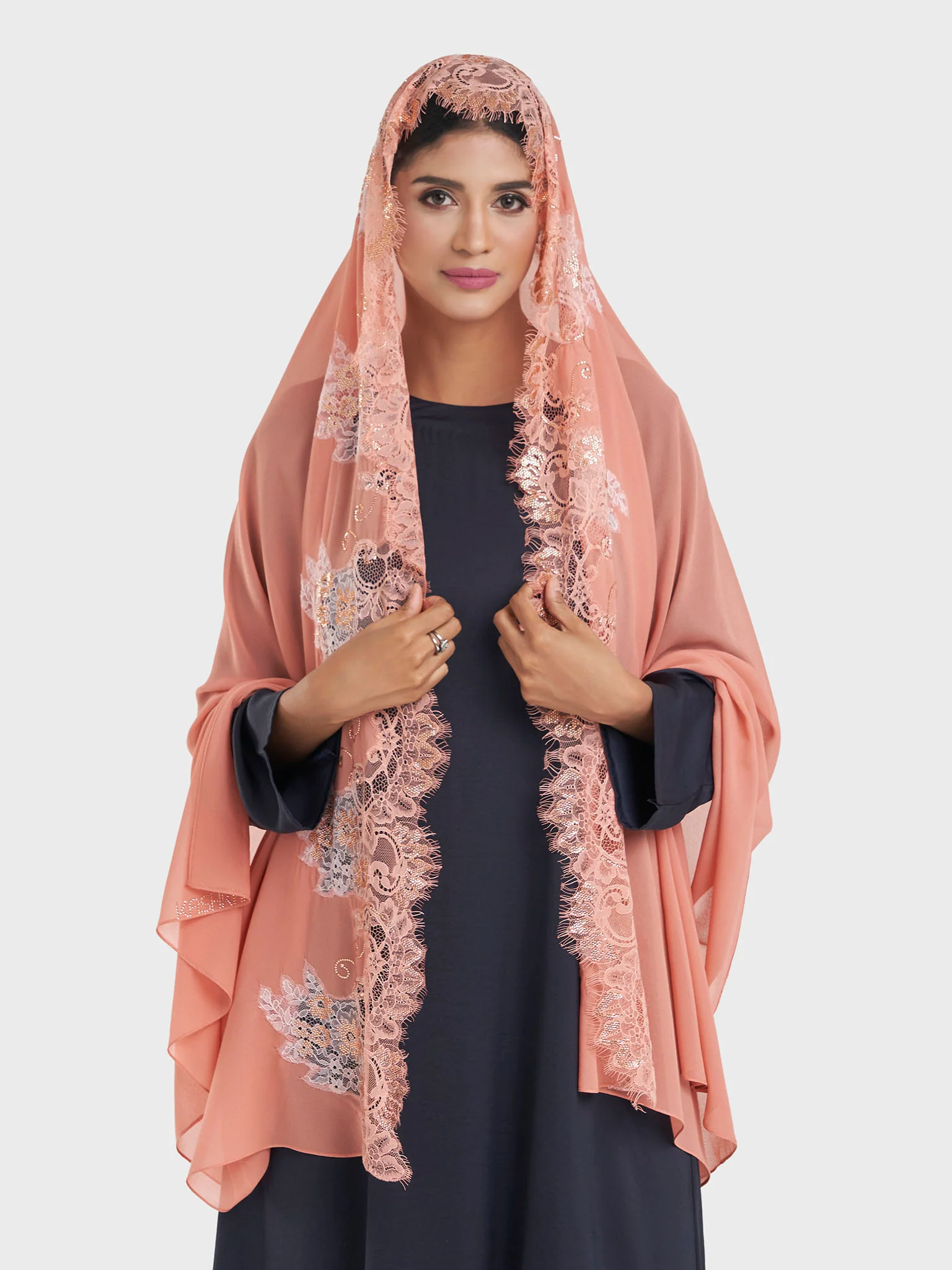 Maxi Hijab With Shaded Dantel Work Border (KP18124L) - Image 38