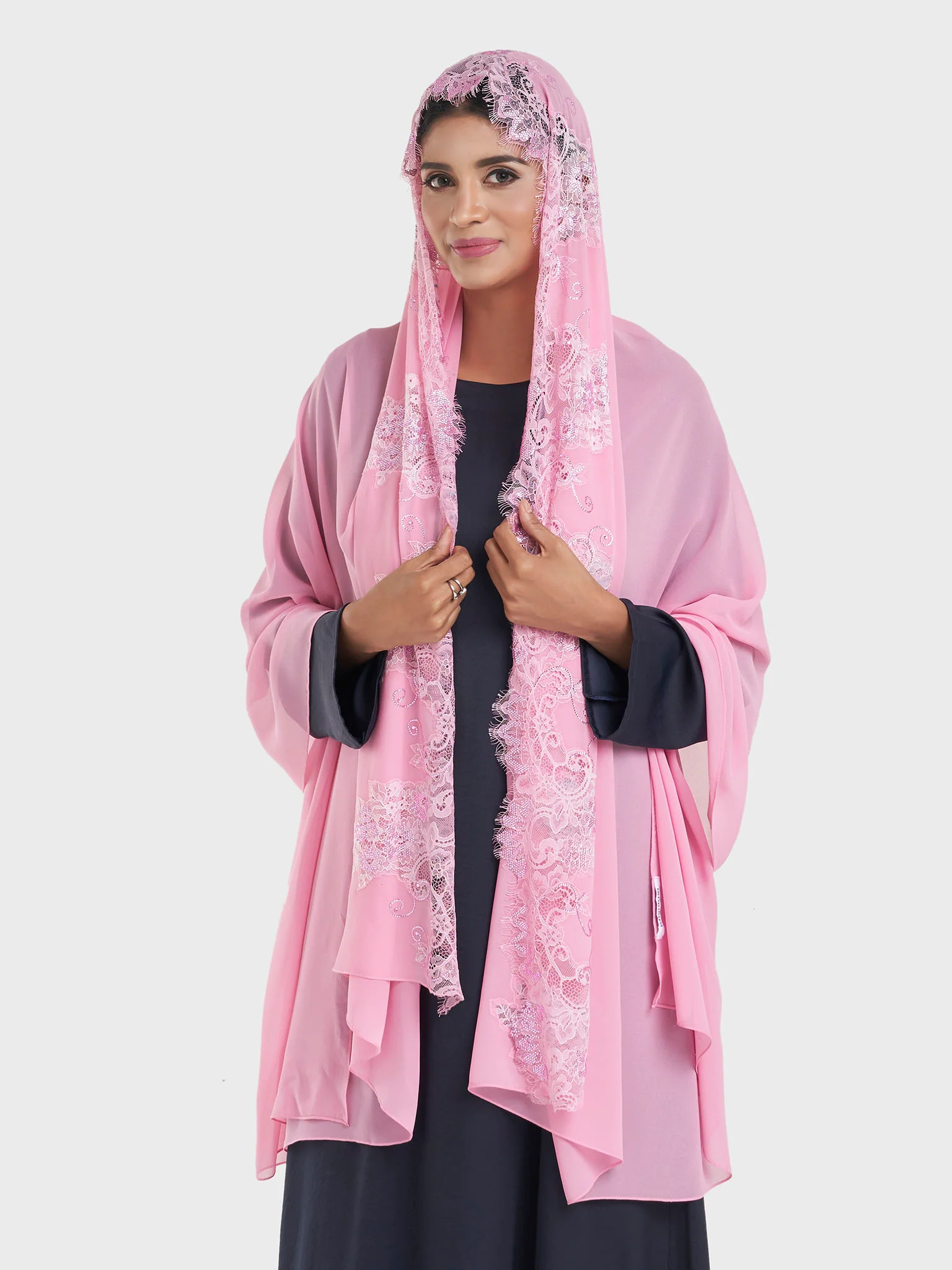 Maxi Hijab With Shaded Dantel Work Border (KP18124L) - Image 44