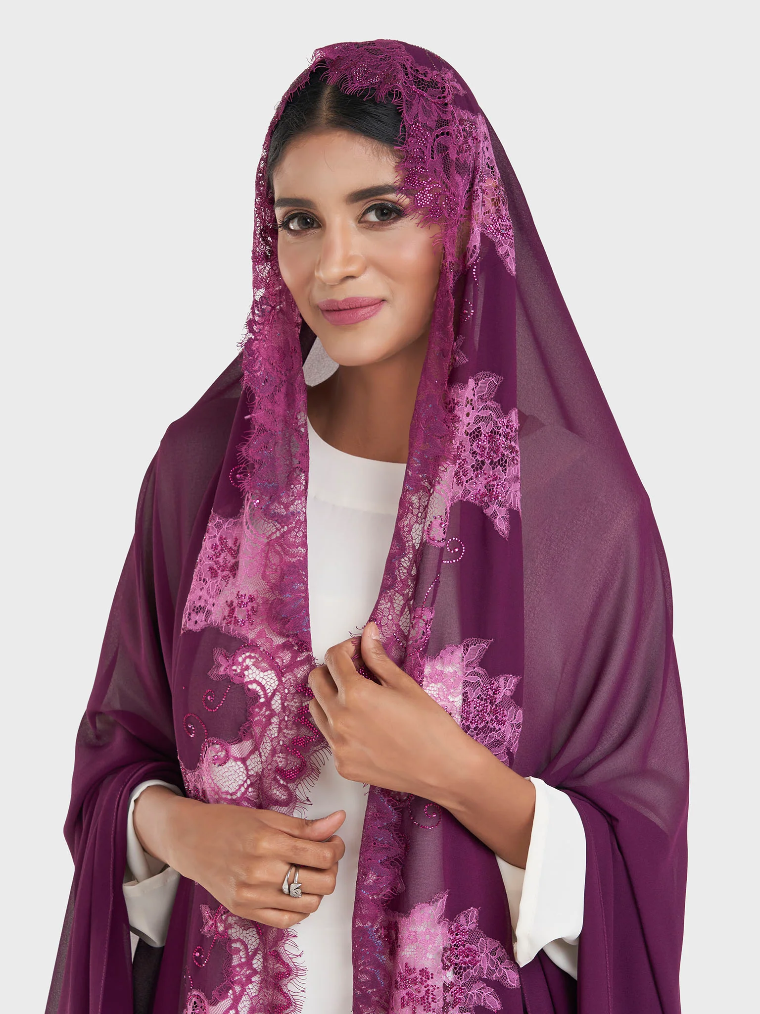 Maxi Hijab With Shaded Dantel Work Border (KP18124L) - Image 46