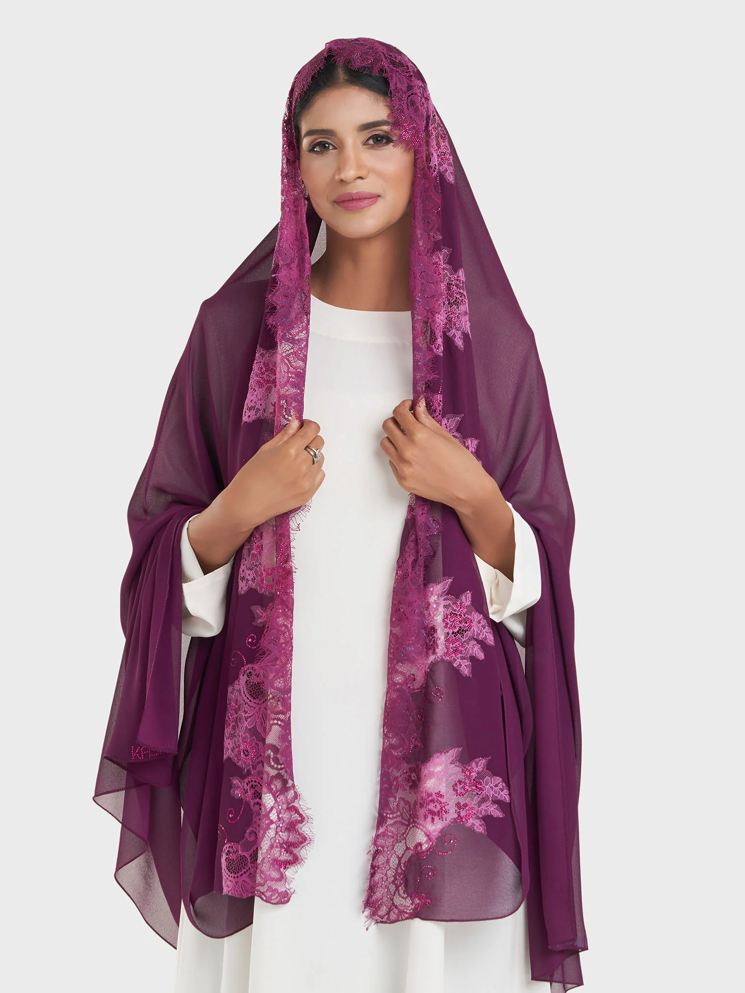 Maxi Hijab With Shaded Dantel Work Border (KP18124L) - Image 47