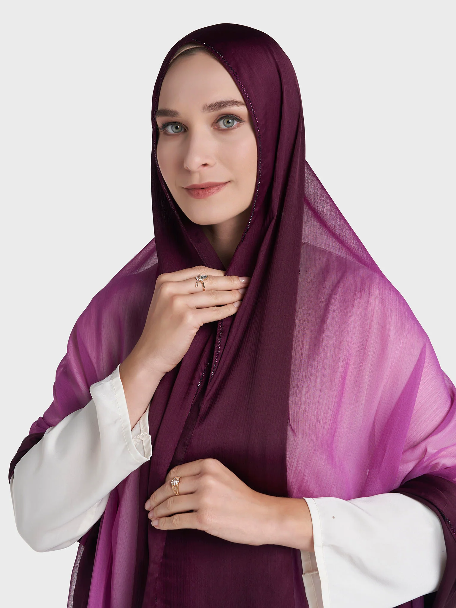 Stone Work Crinkle Chiffon Hijab (KP18224L) - Image 7