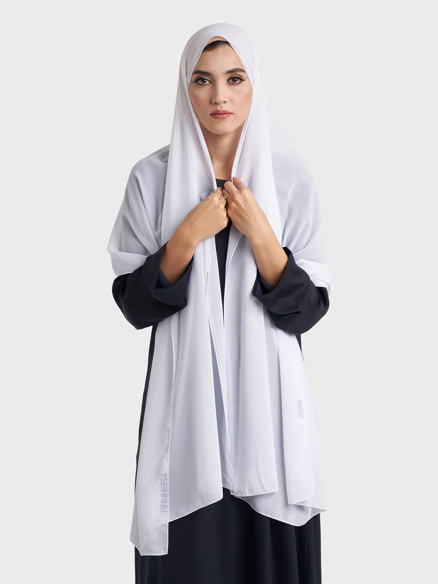 Stone Line Border Chiffon Hijab (KP11351L) - Image 14