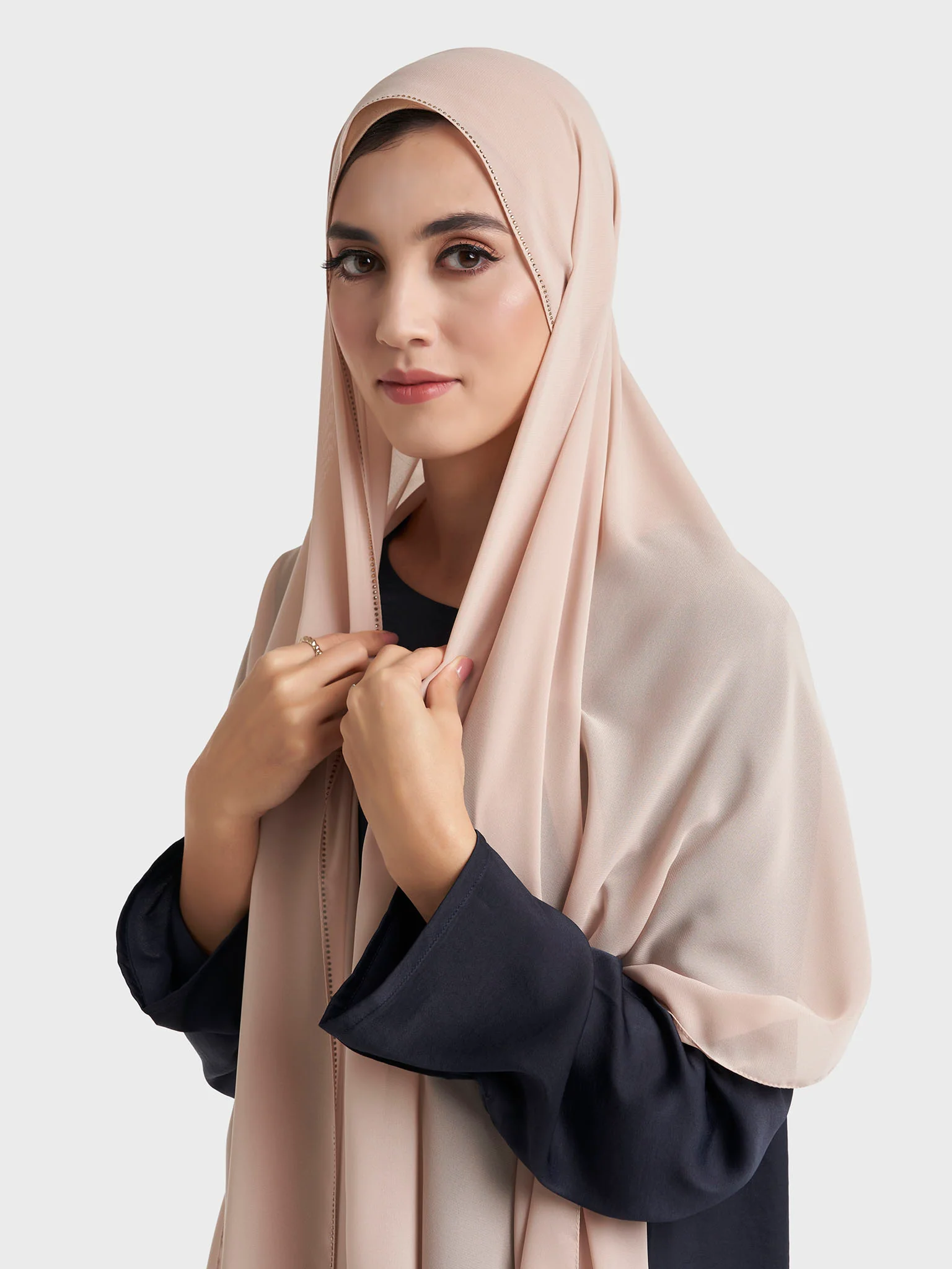 Stone Line Border Chiffon Hijab (KP11351L) - Image 16