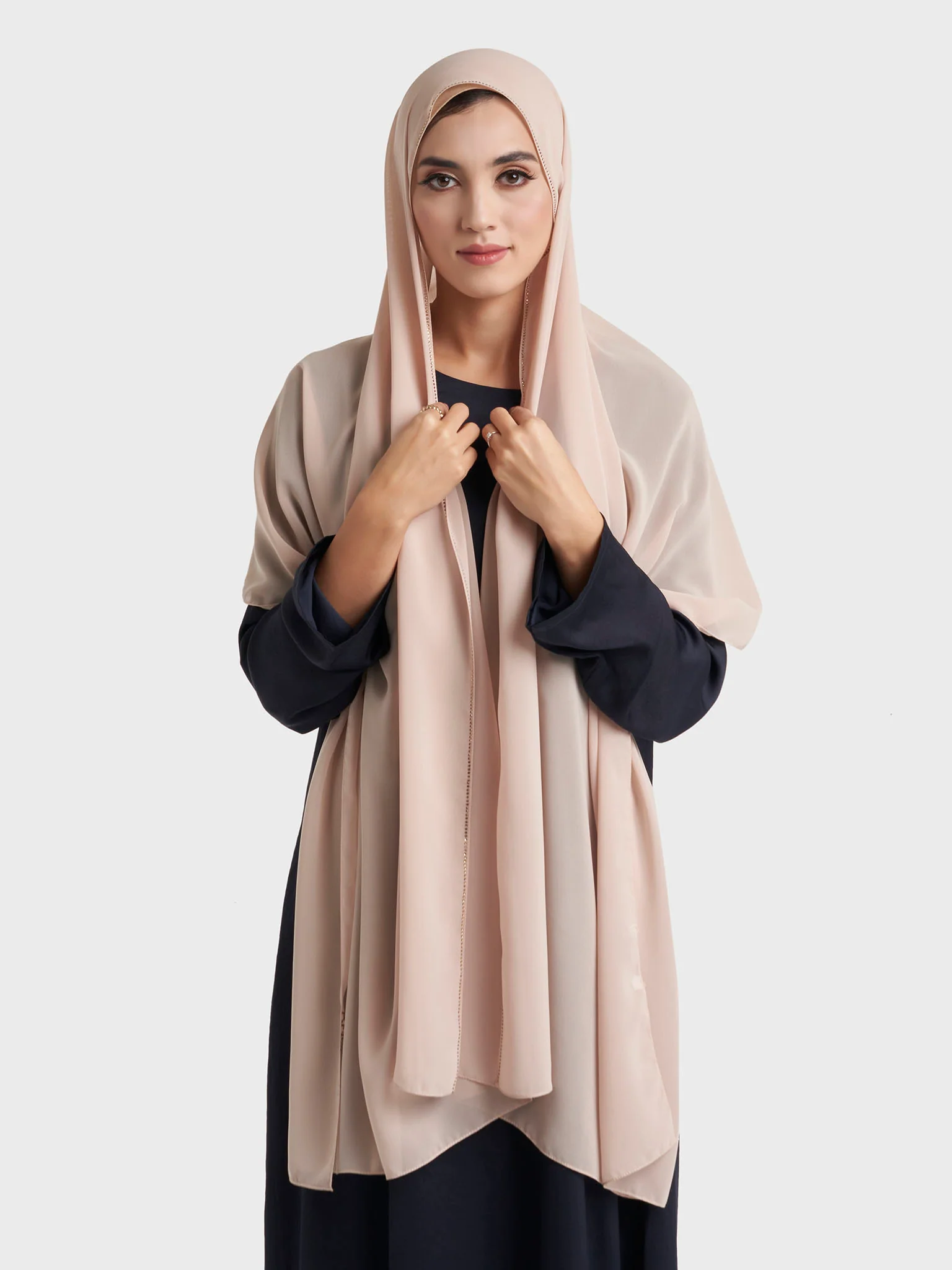 Stone Line Border Chiffon Hijab (KP11351L) - Image 17