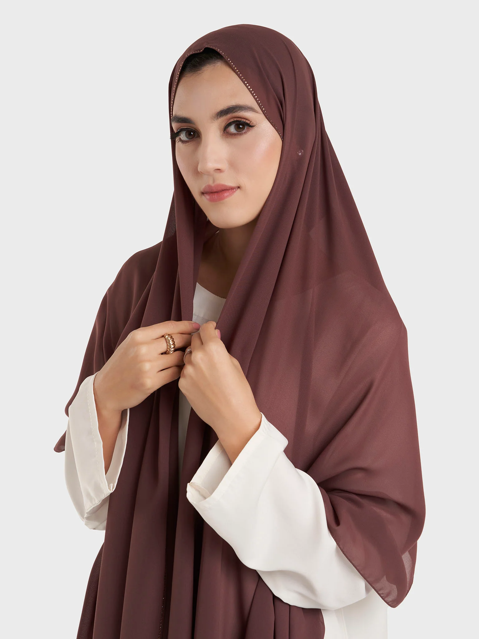 Stone Line Border Chiffon Hijab (KP11351L) - Image 19