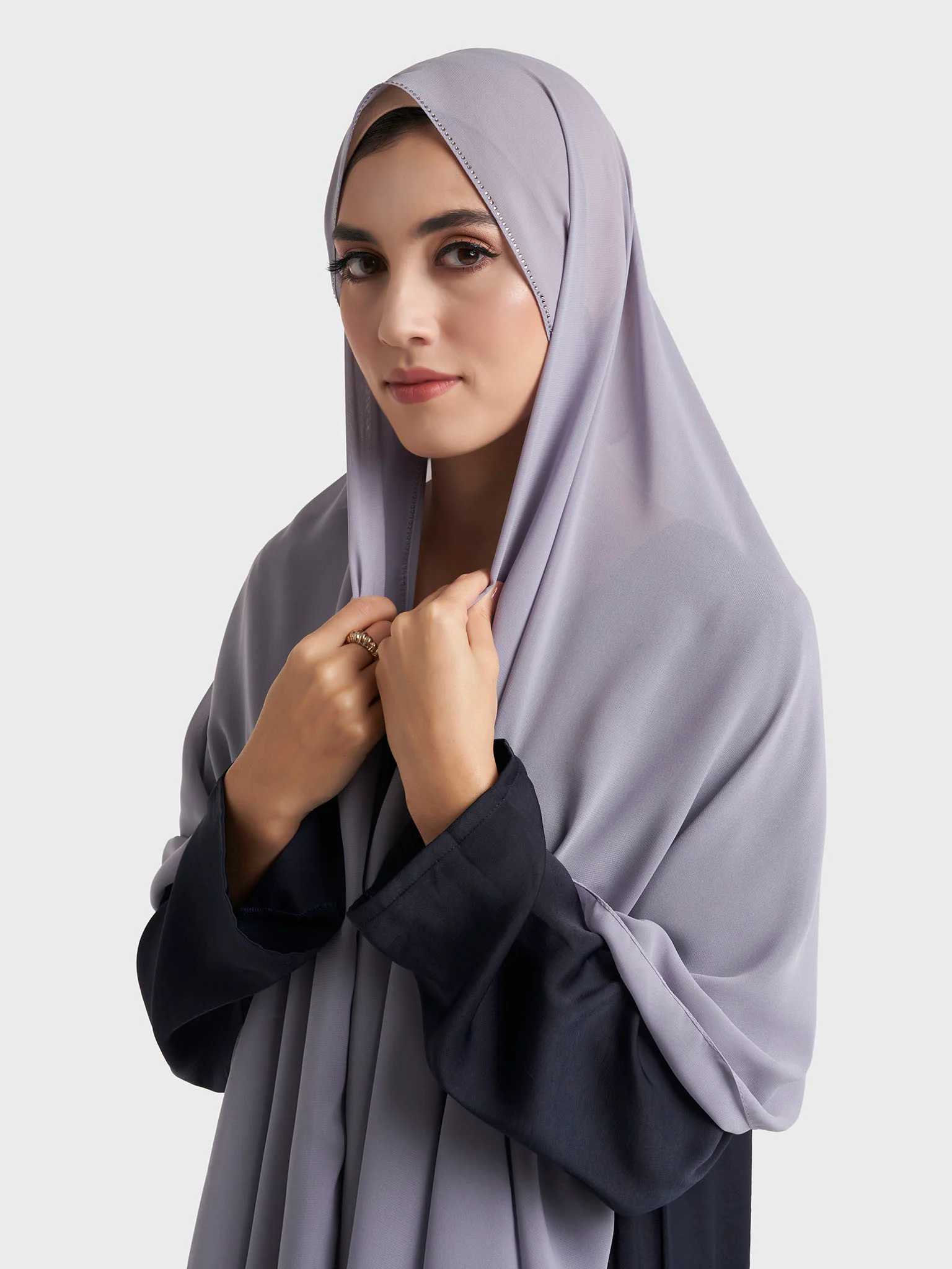 Stone Line Border Chiffon Hijab (KP11351L) - Image 22