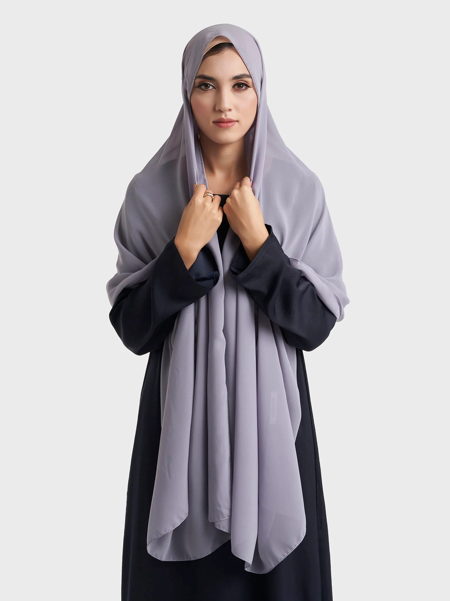 Stone Line Border Chiffon Hijab (KP11351L) - Image 23