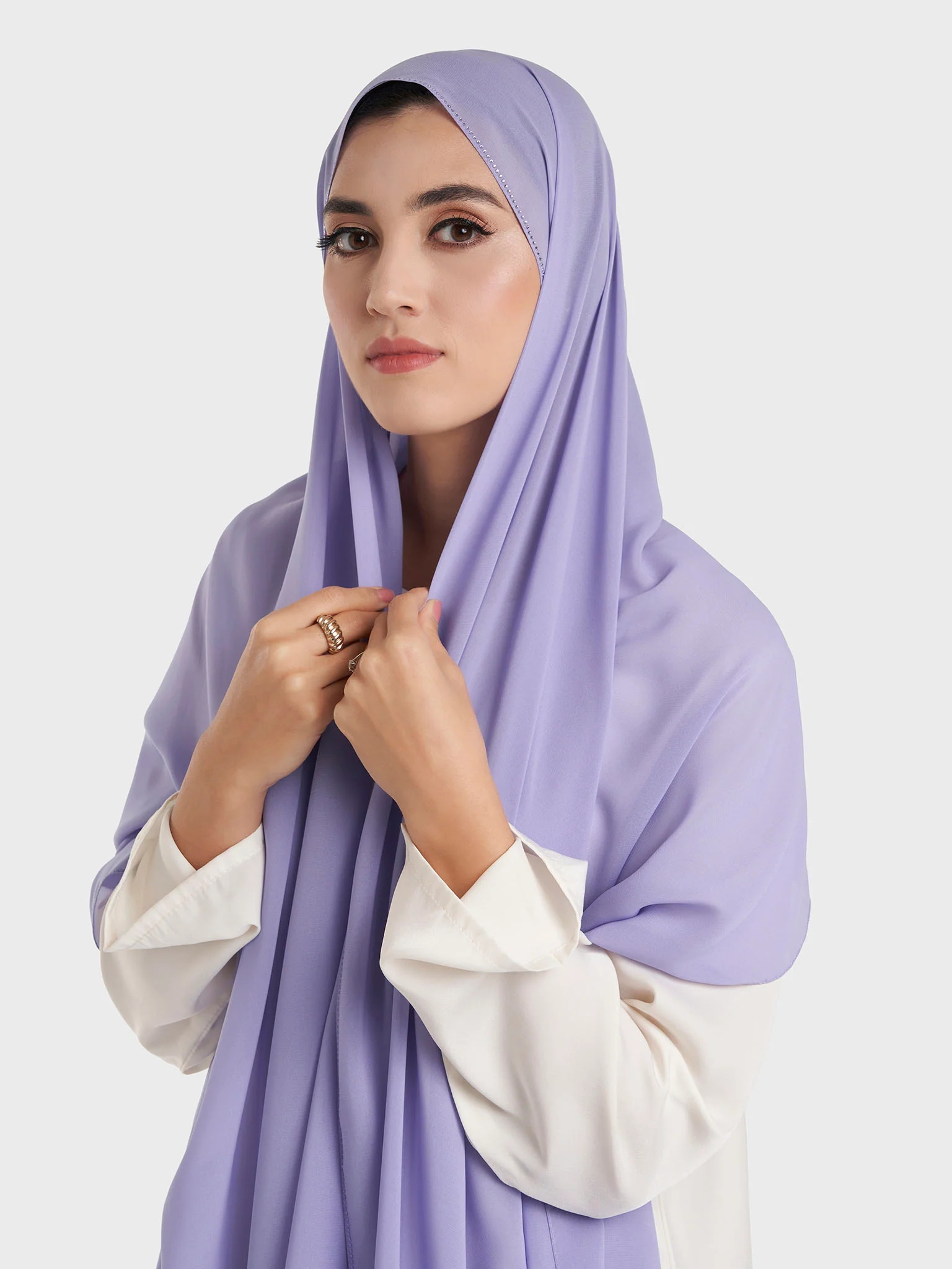 Stone Line Border Chiffon Hijab (KP11351L) - Image 25