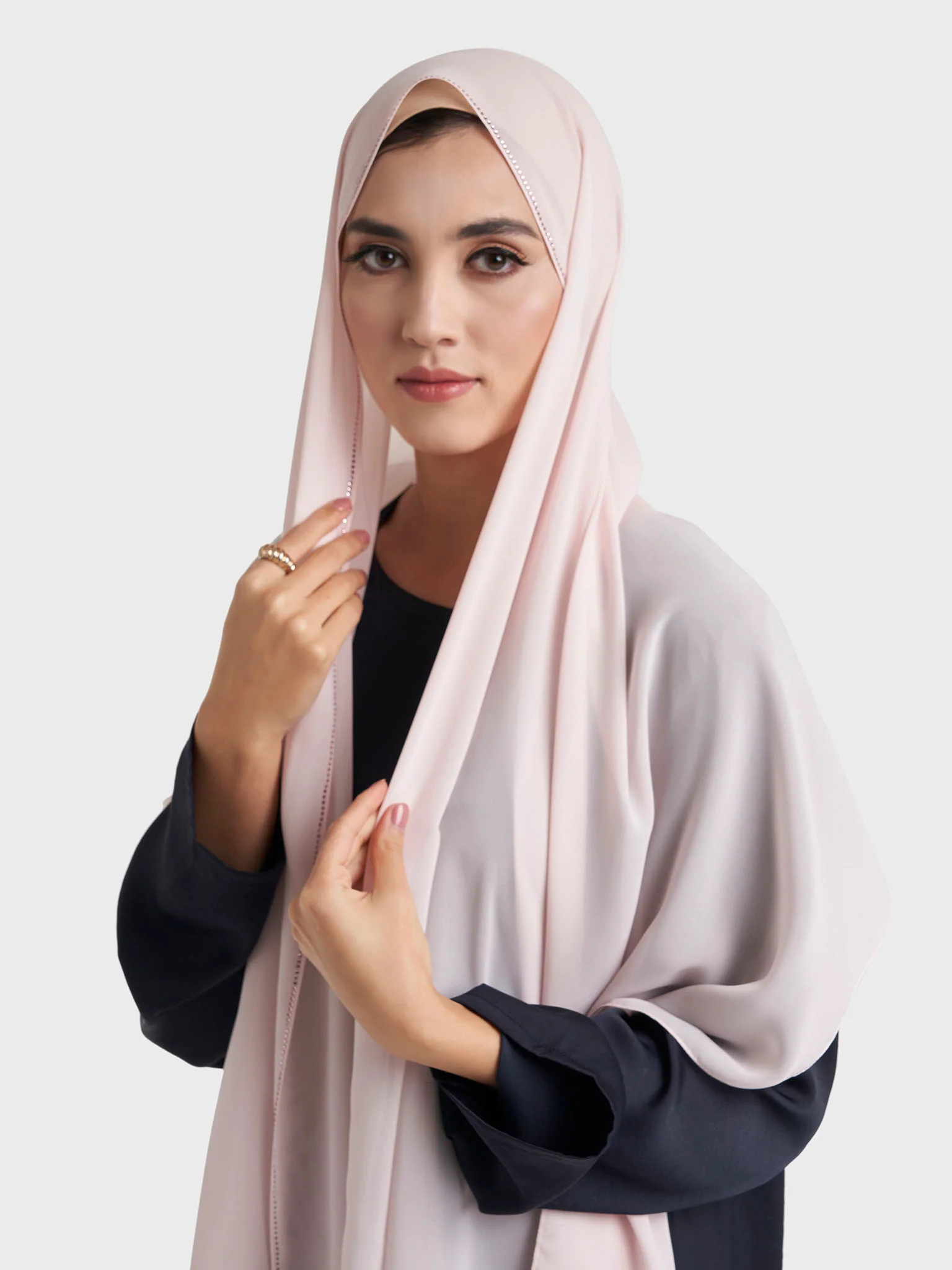 Stone Line Border Chiffon Hijab (KP11351L) - Image 28