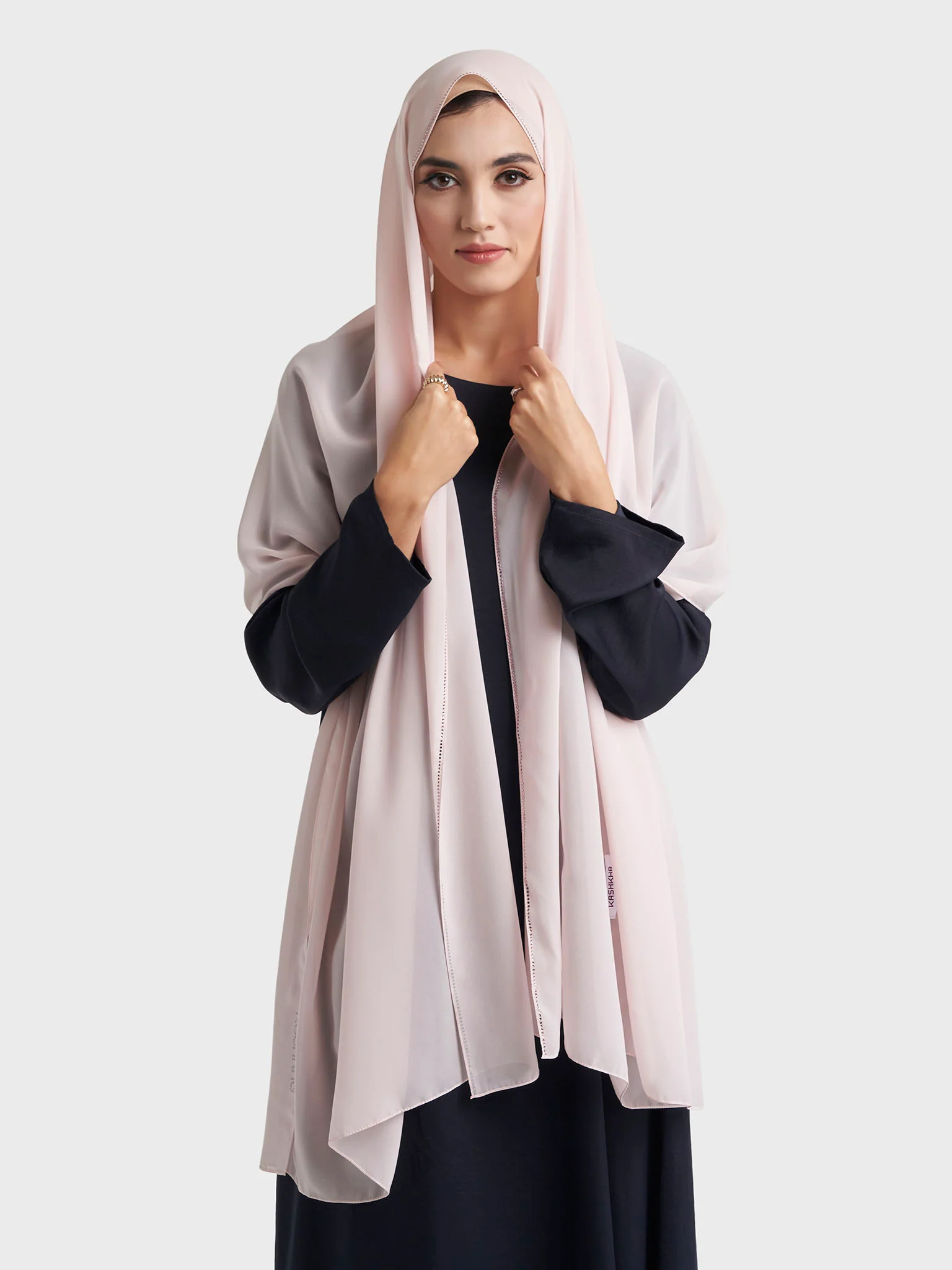 Stone Line Border Chiffon Hijab (KP11351L) - Image 29