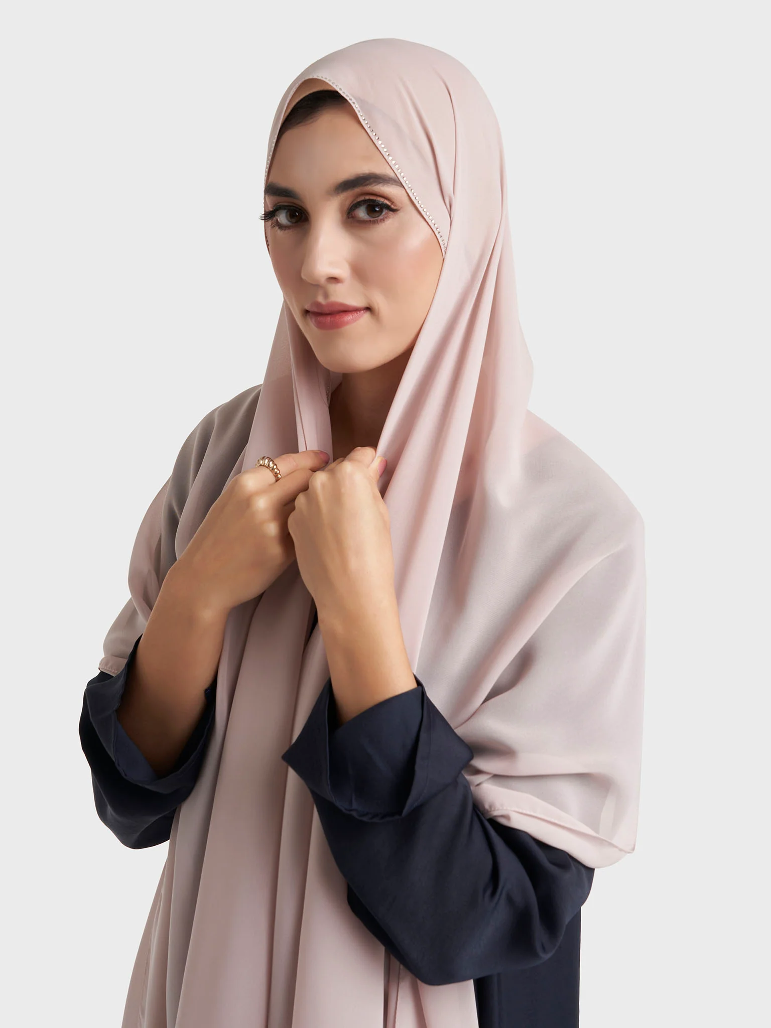 Stone Line Border Chiffon Hijab (KP11351L) - Image 37