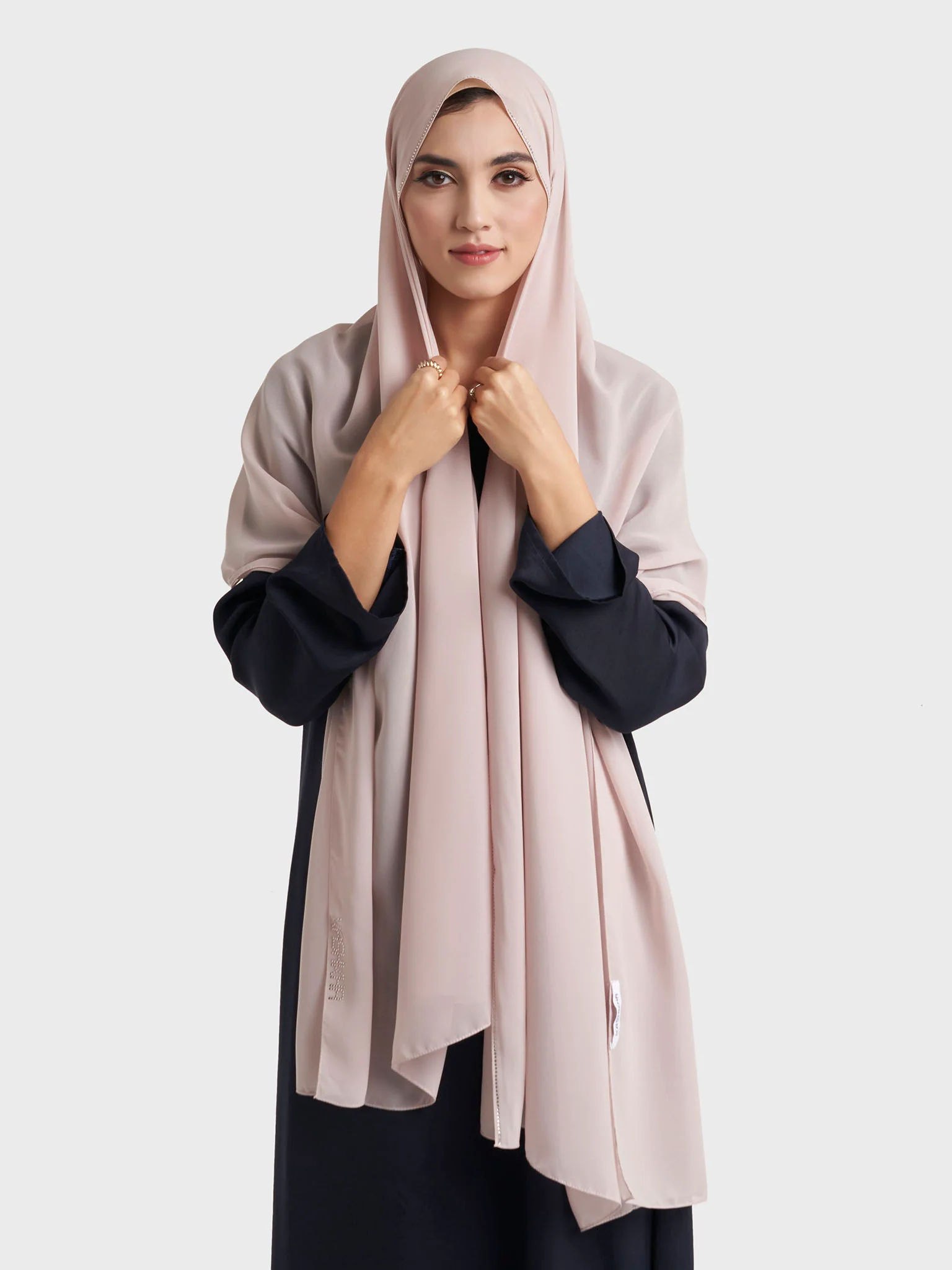 Stone Line Border Chiffon Hijab (KP11351L) - Image 38