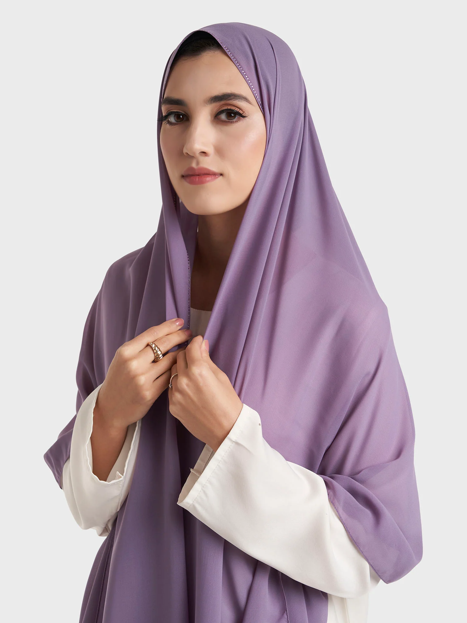 Stone Line Border Chiffon Hijab (KP11351L) - Image 4