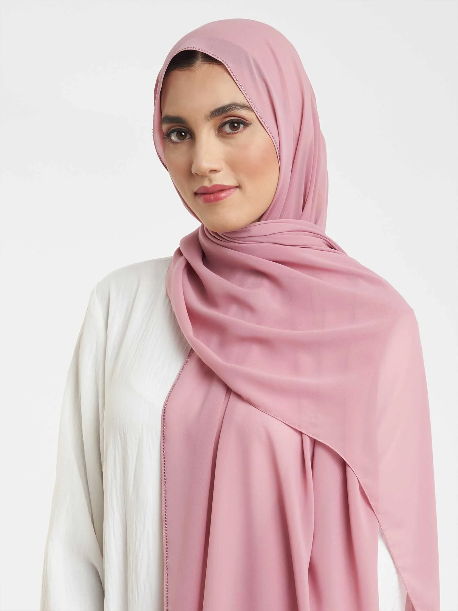 Stone Line Border Chiffon Hijab (KP11351L) - Image 46