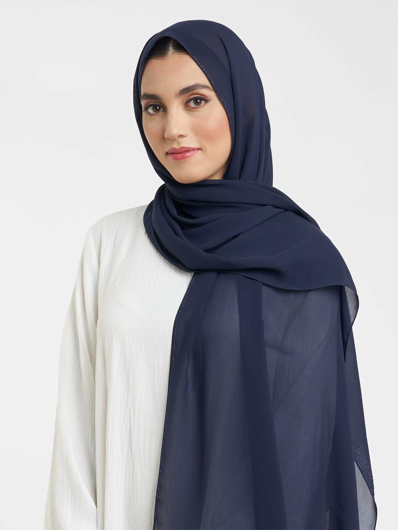 Stone Line Border Chiffon Hijab (KP11351L) - Image 50