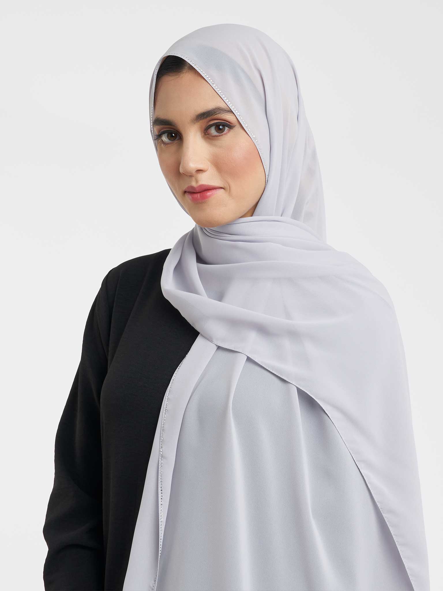 Stone Line Border Chiffon Hijab (KP11351L) - Image 52