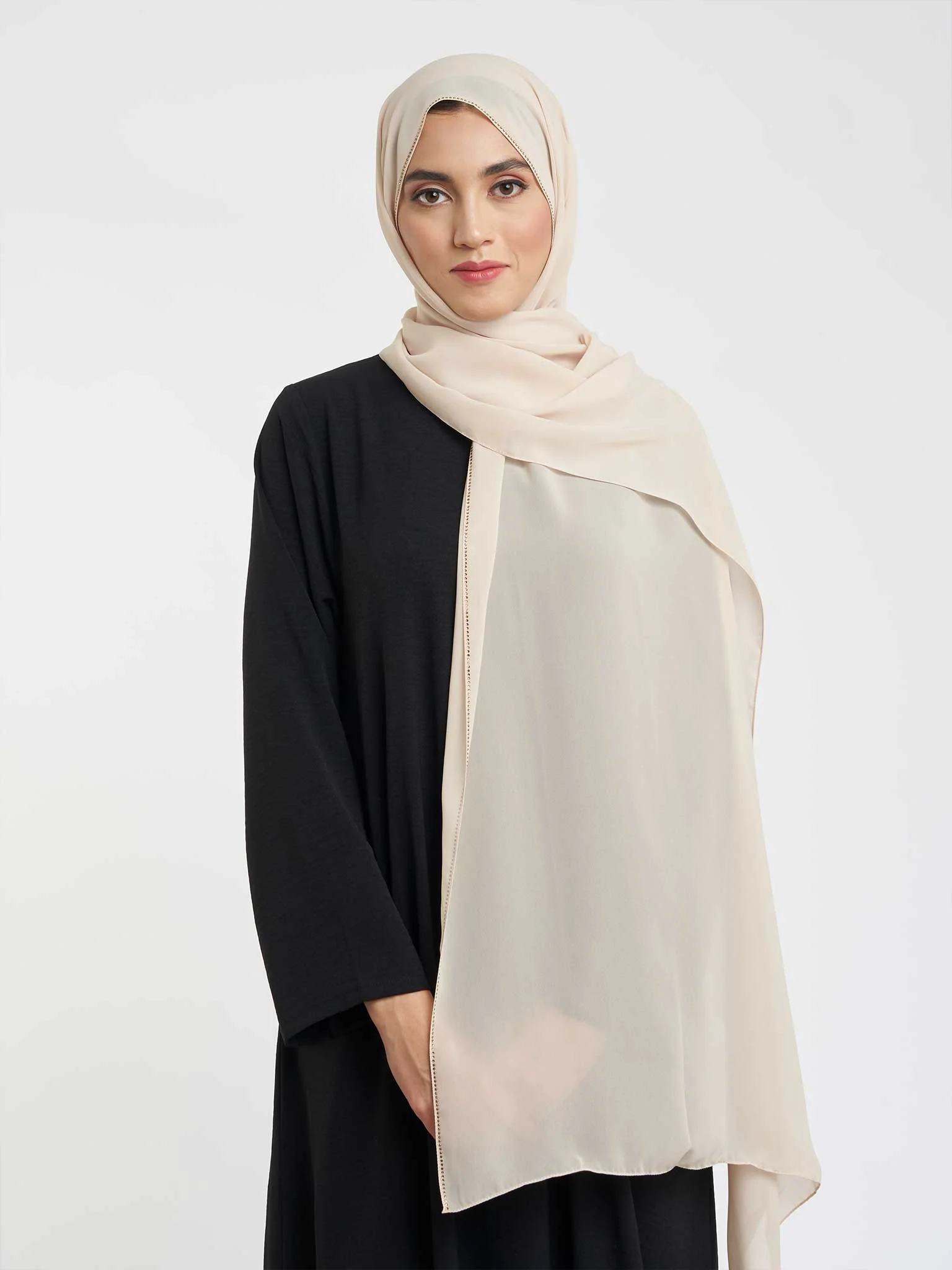 Stone Line Border Chiffon Hijab (KP11351L) - Image 55