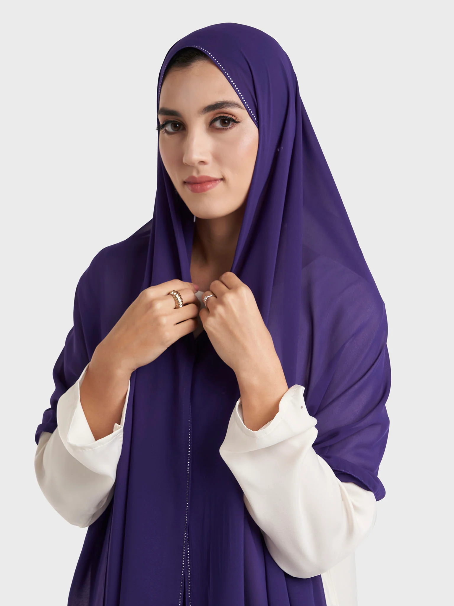 Stone Line Border Chiffon Hijab (KP11351L) - Image 7