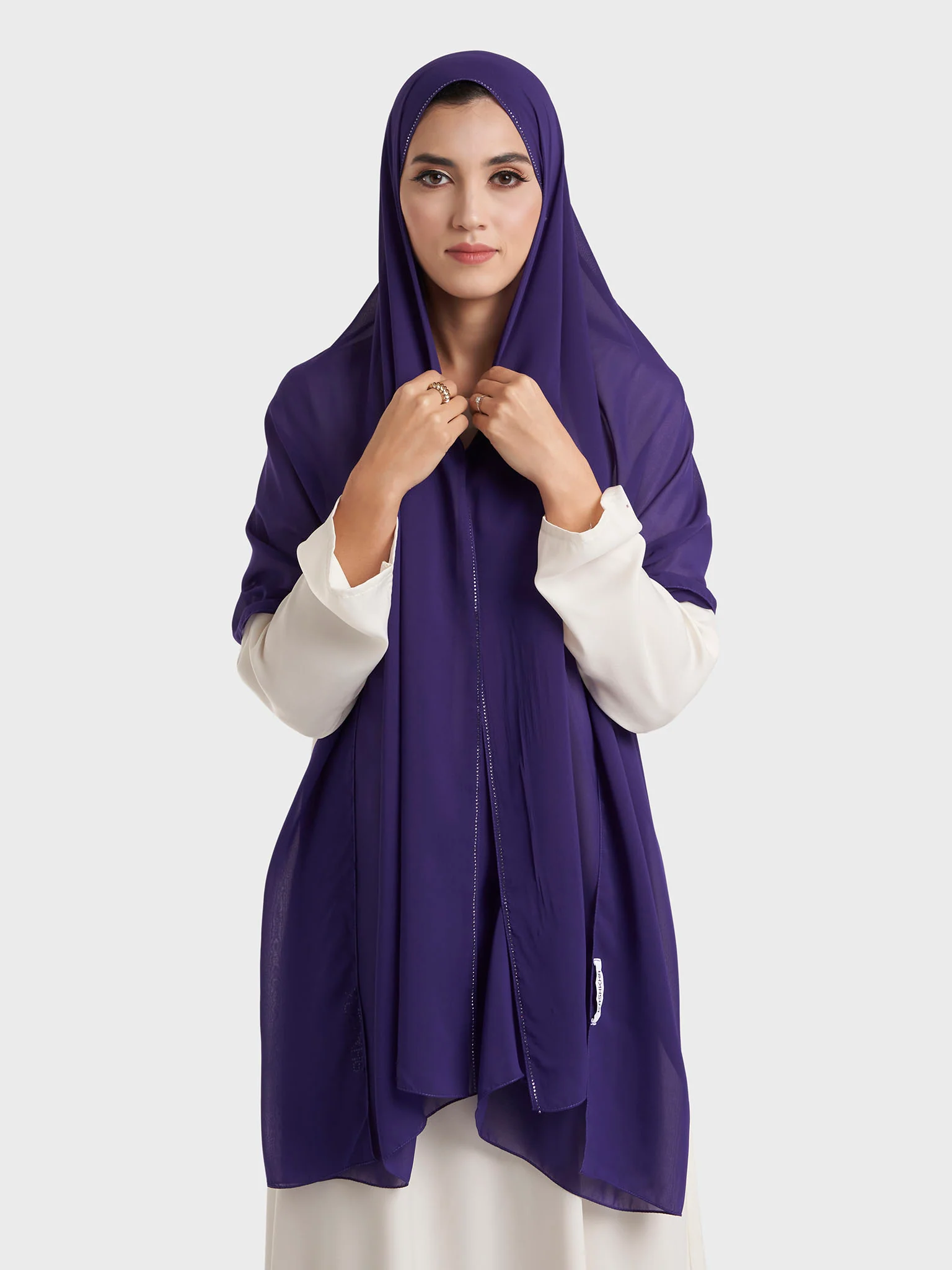 Stone Line Border Chiffon Hijab (KP11351L) - Image 8