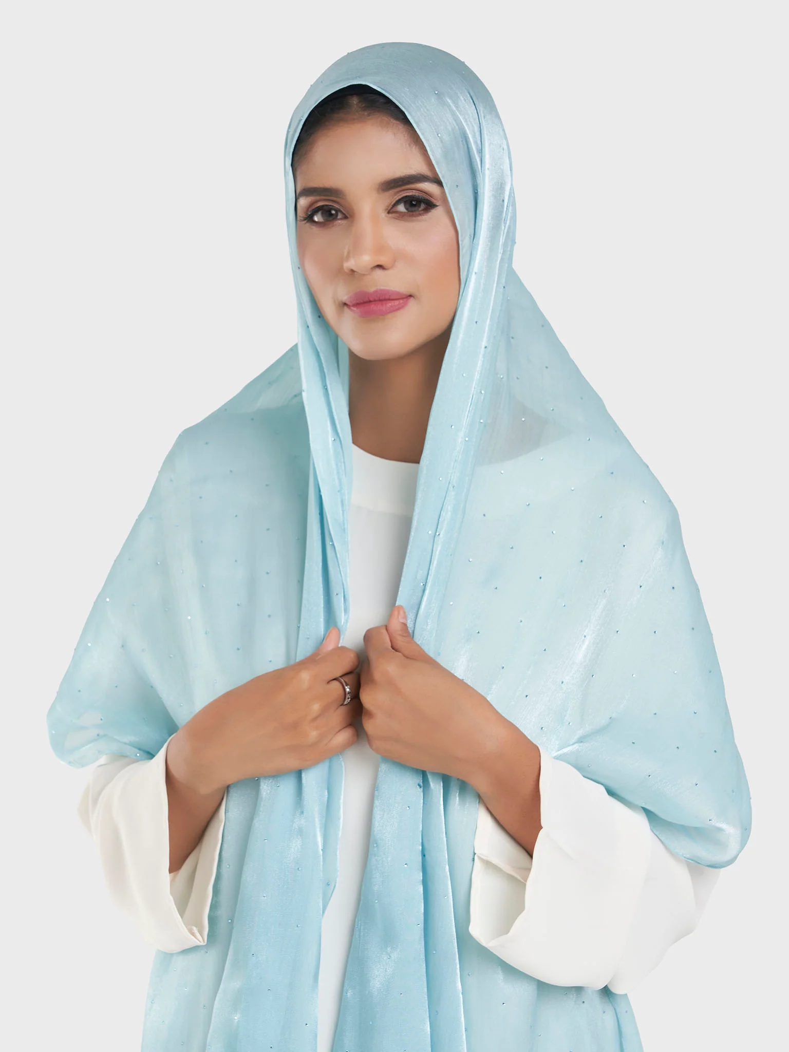 Shimmering Crushed All Over Scattered Stone Hijab (KP15490L) - Image 10