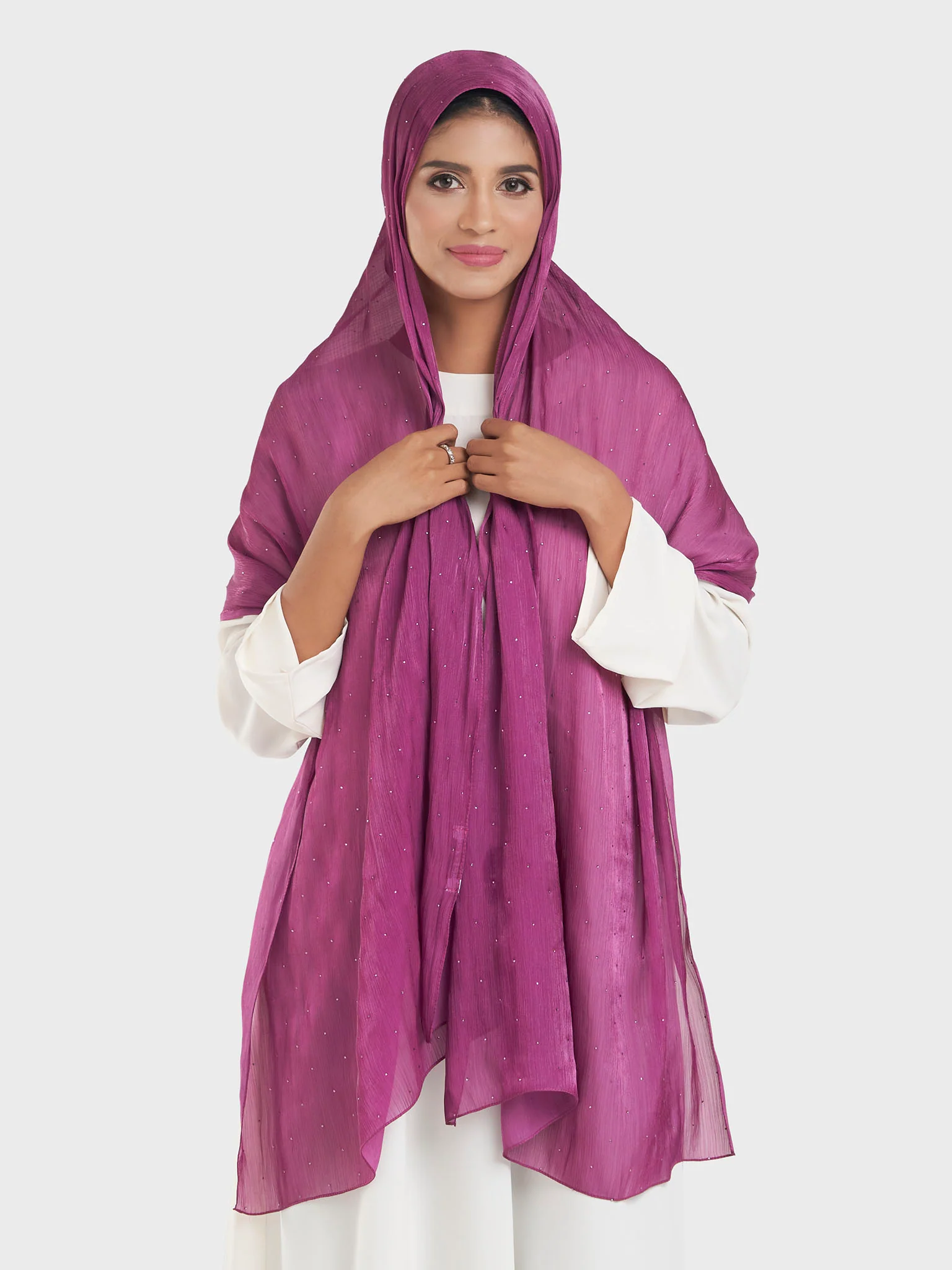 Shimmering Crushed All Over Scattered Stone Hijab (KP15490L) - Image 20