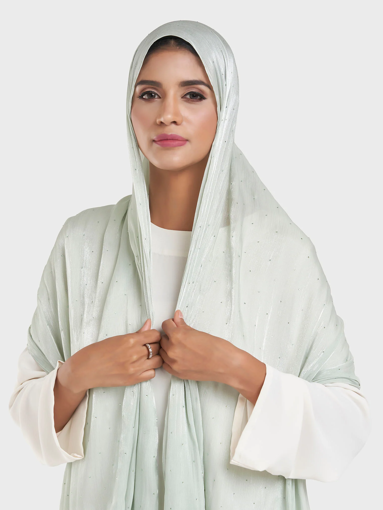 Shimmering Crushed All Over Scattered Stone Hijab (KP15490L) - Image 22