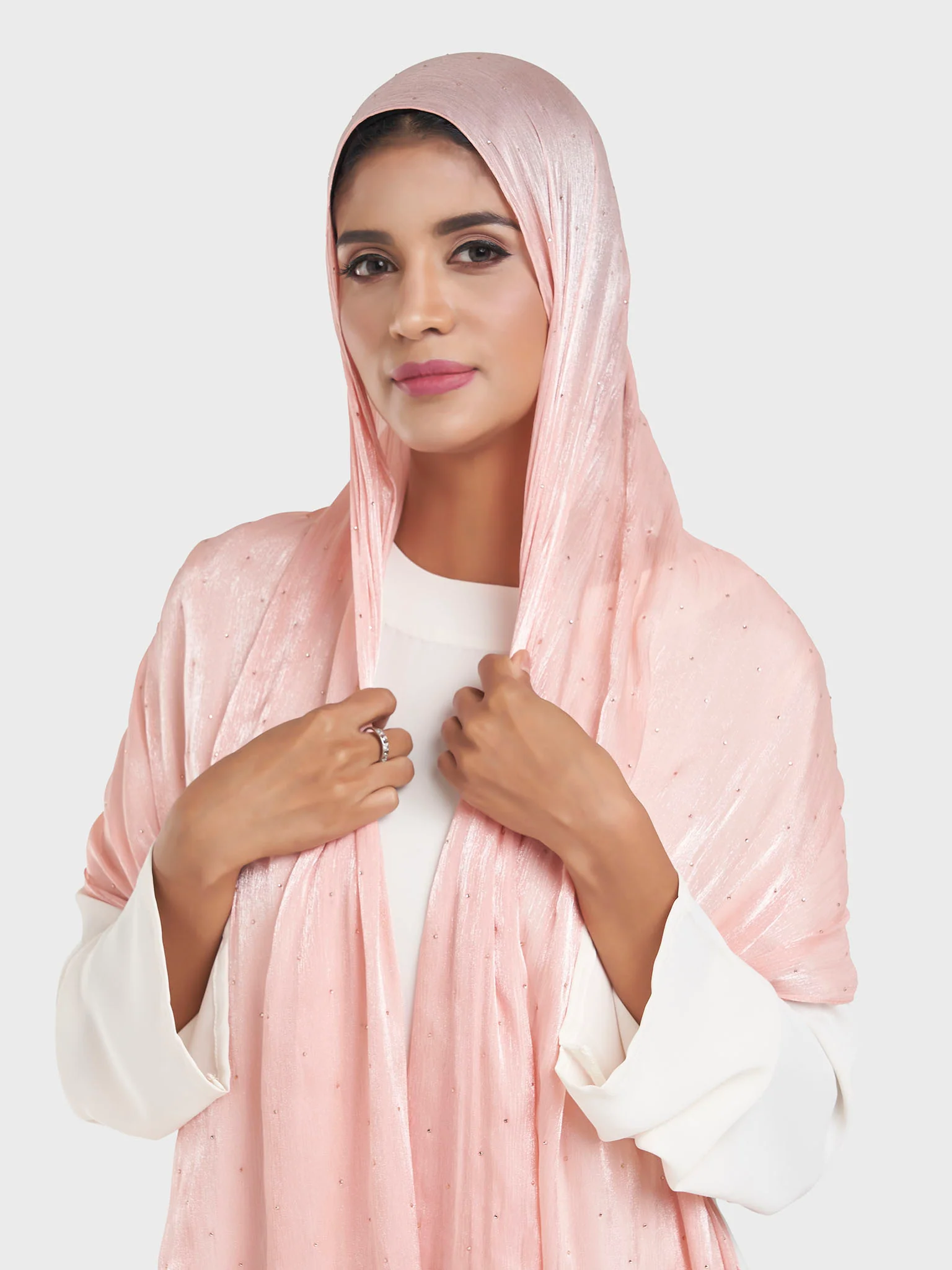 Shimmering Crushed All Over Scattered Stone Hijab (KP15490L) - Image 25