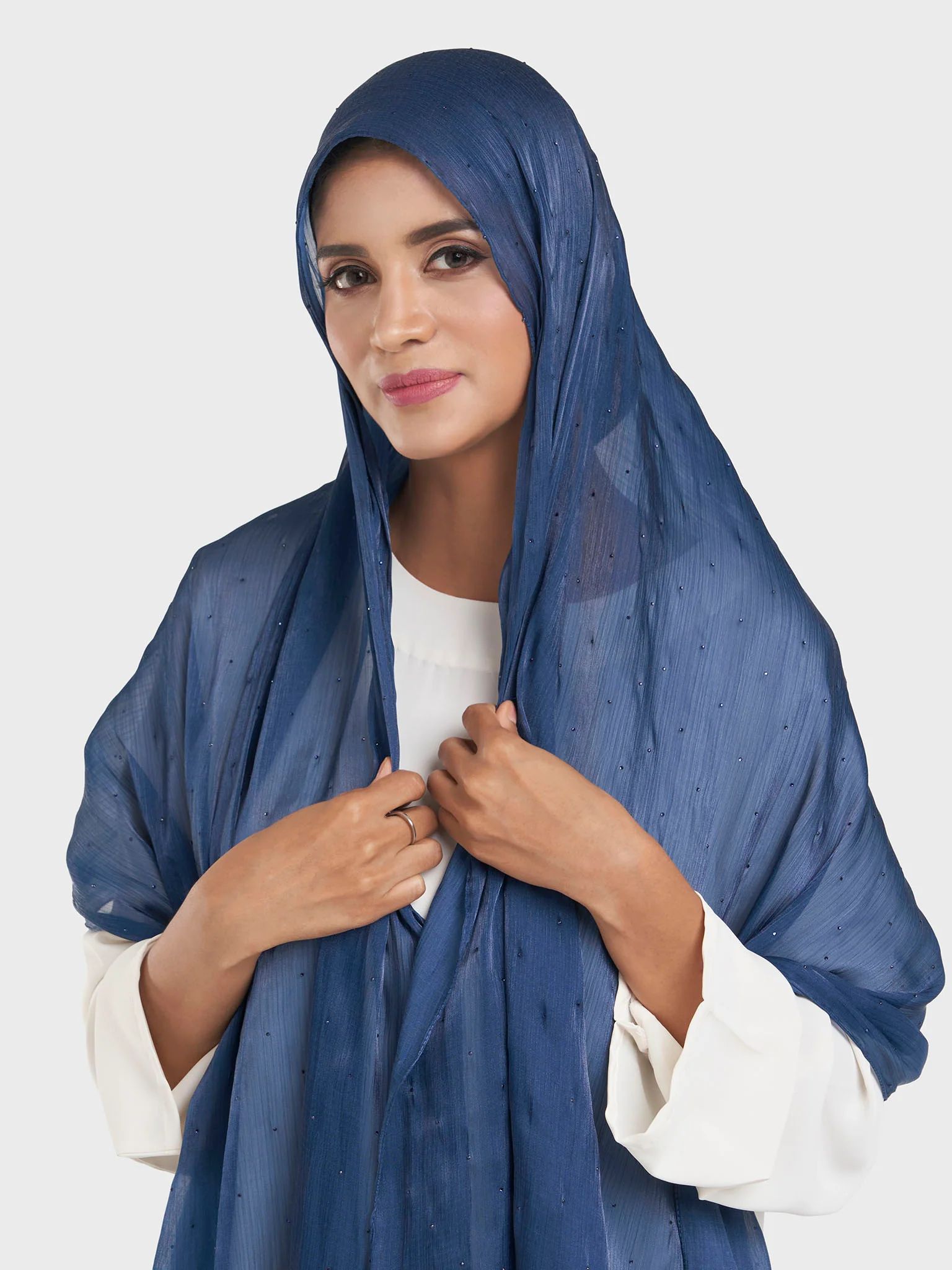 Shimmering Crushed All Over Scattered Stone Hijab (KP15490L) - Image 34