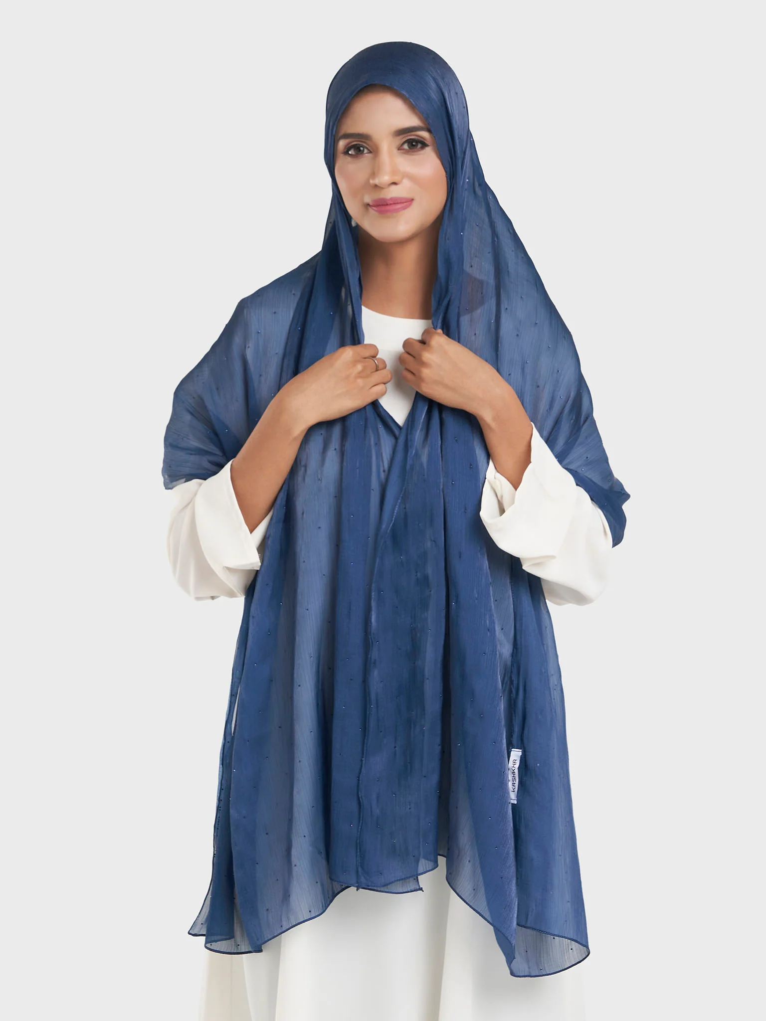 Shimmering Crushed All Over Scattered Stone Hijab (KP15490L) - Image 35