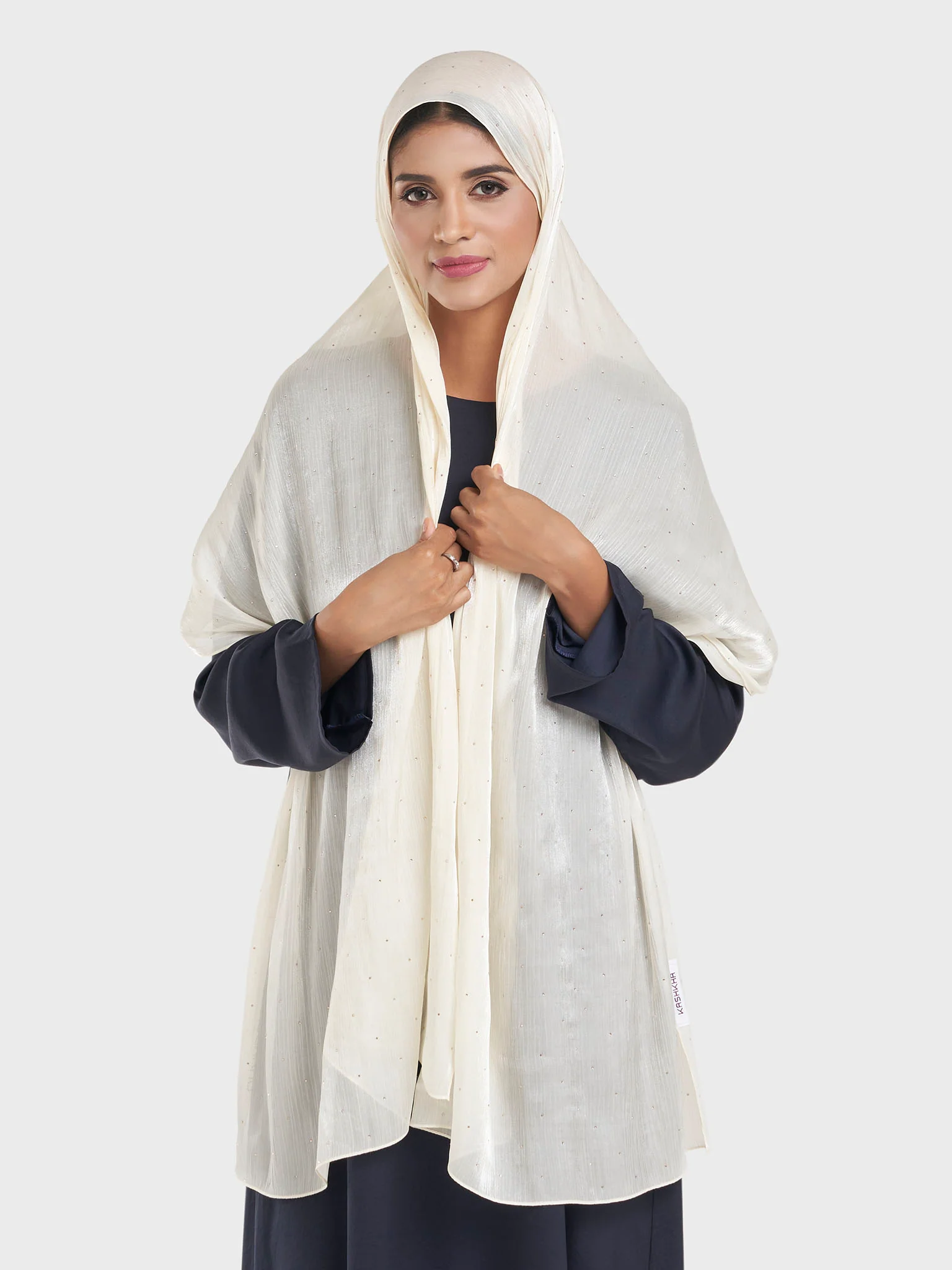 Shimmering Crushed All Over Scattered Stone Hijab (KP15490L) - Image 5