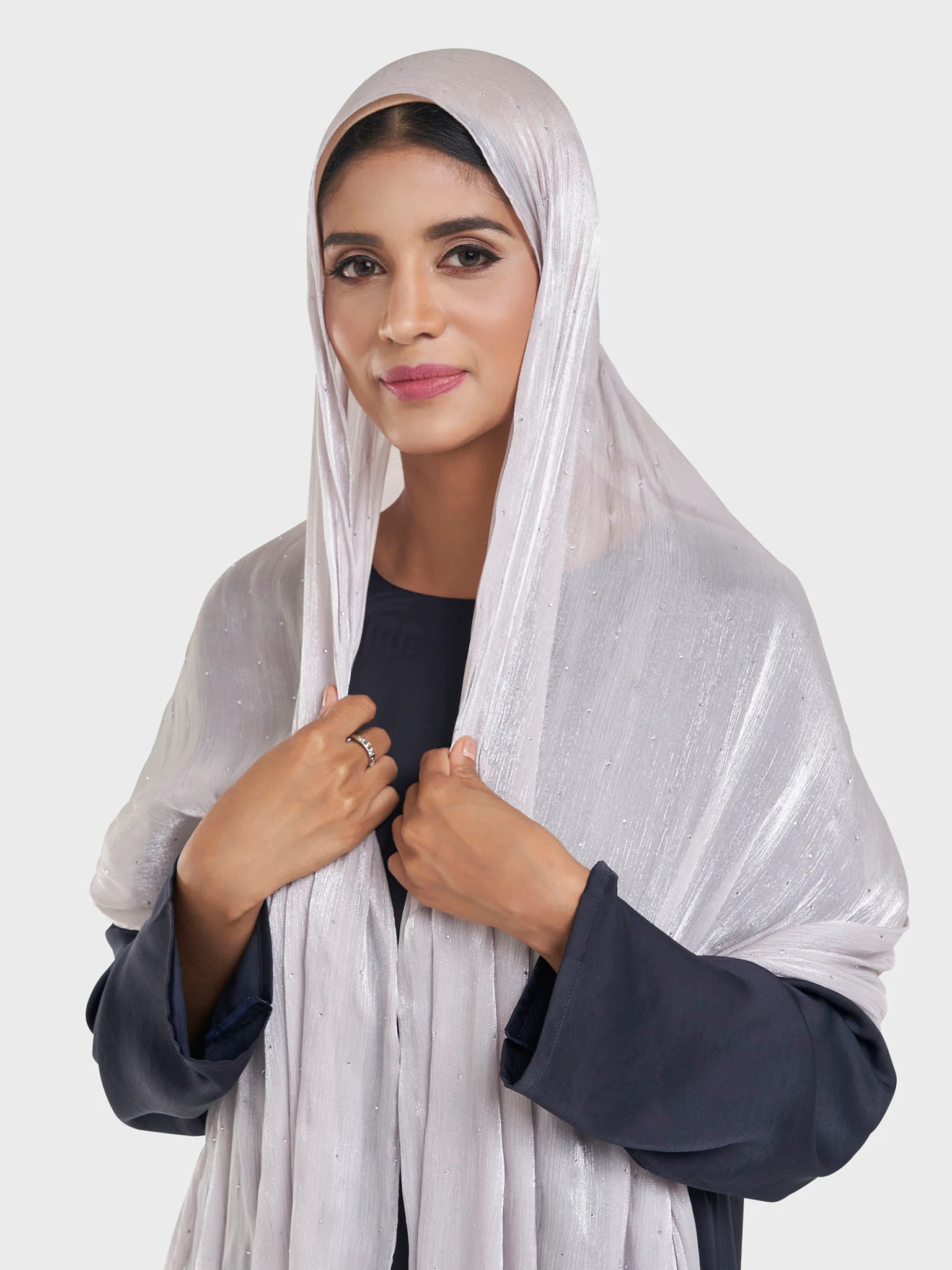 Shimmering Crushed All Over Scattered Stone Hijab (KP15490L) - Image 7