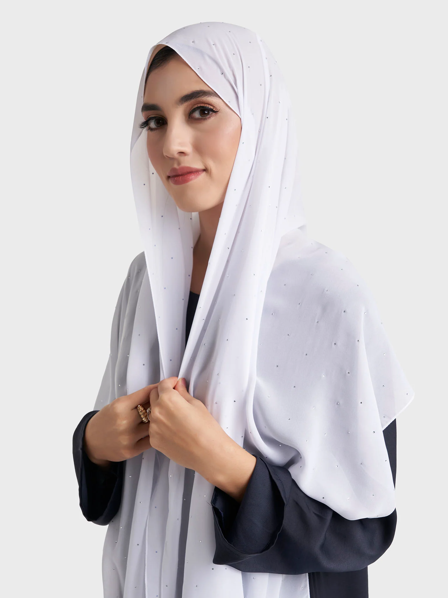 All Over Scattered Stones Chiffon Hijab (KP18146L) - Image 10