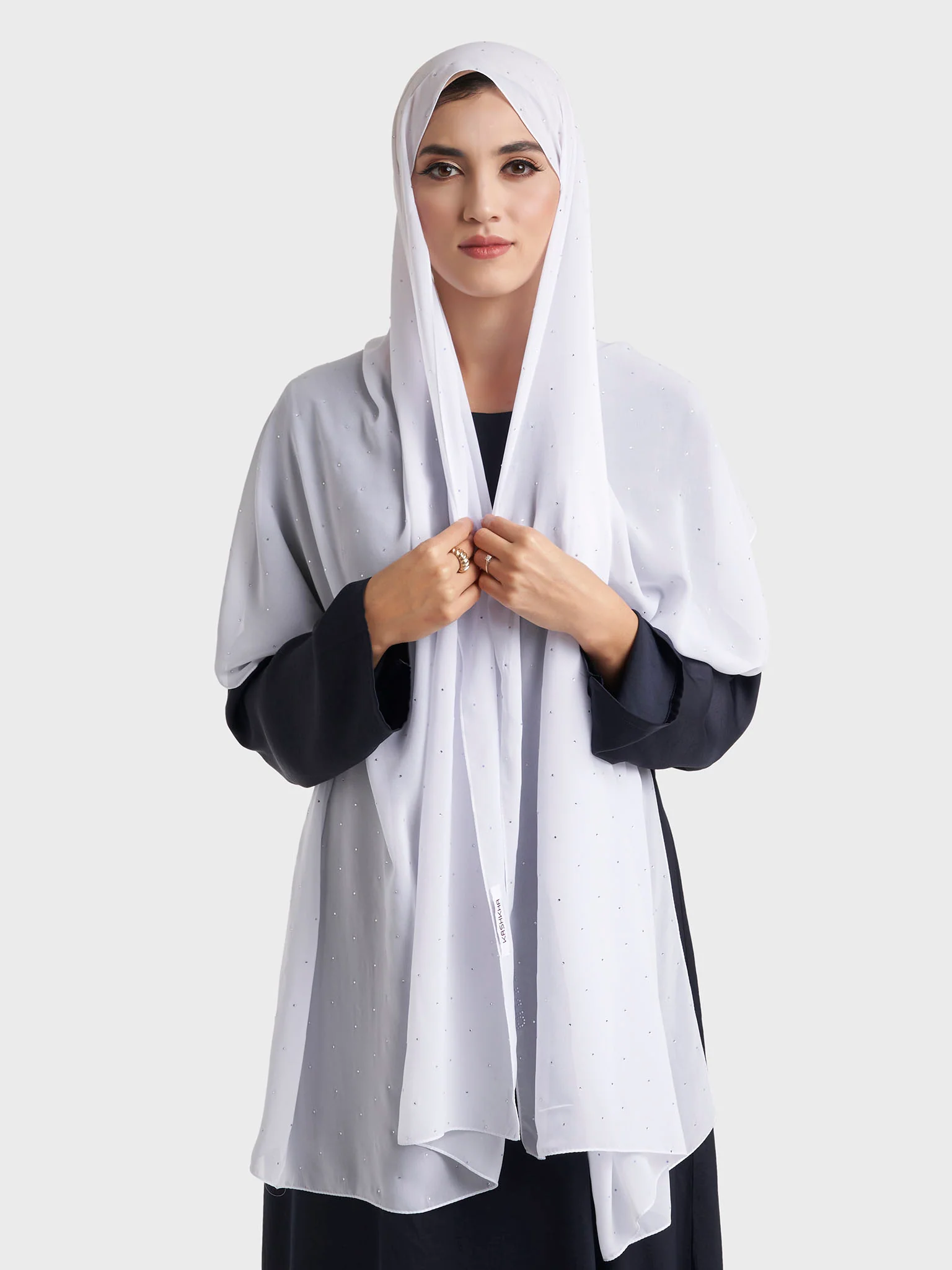 All Over Scattered Stones Chiffon Hijab (KP18146L) - Image 11